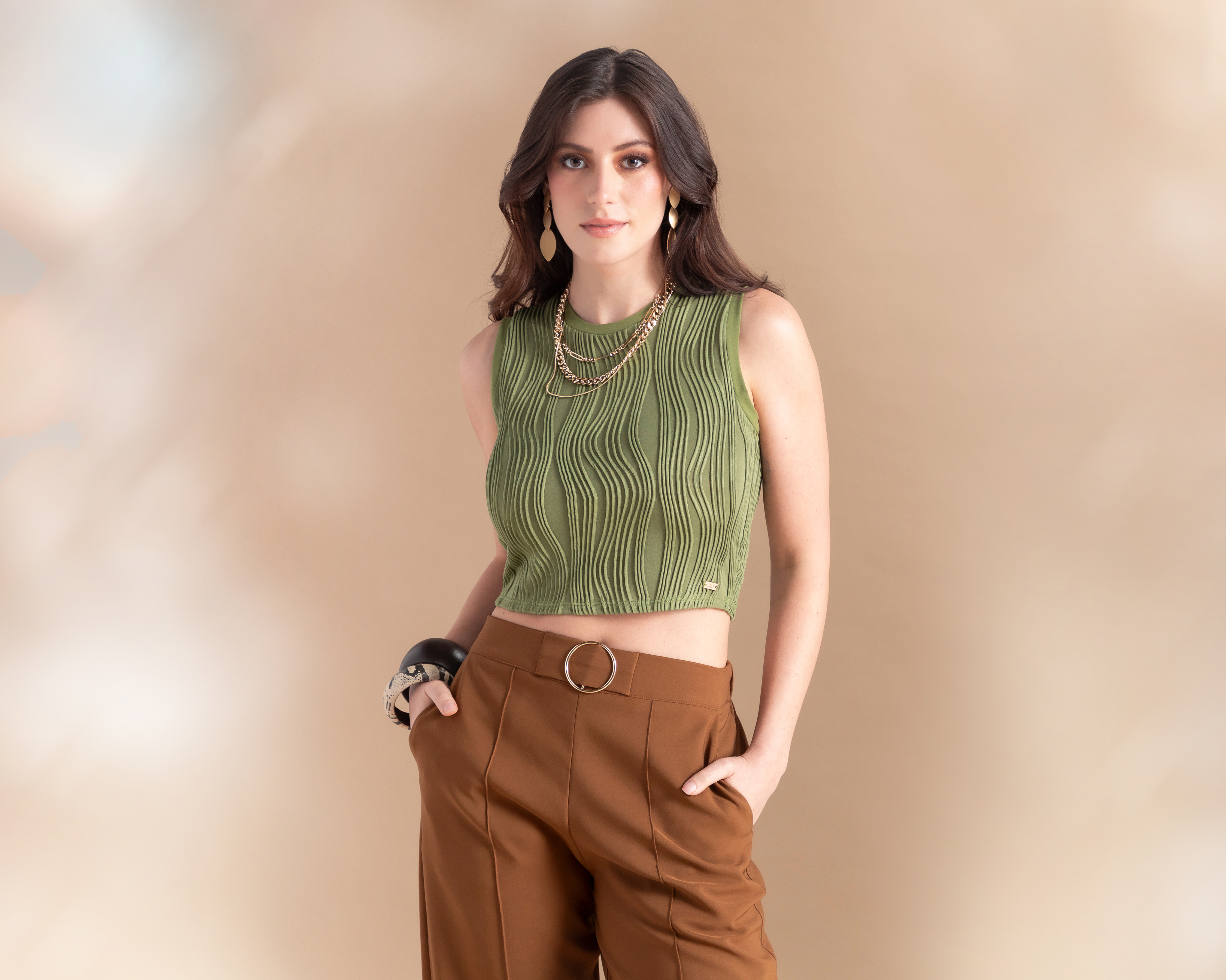 Foto 2 pulgar | Foto 1 | Crop Top Verde Jennifer Lopez para Mujer