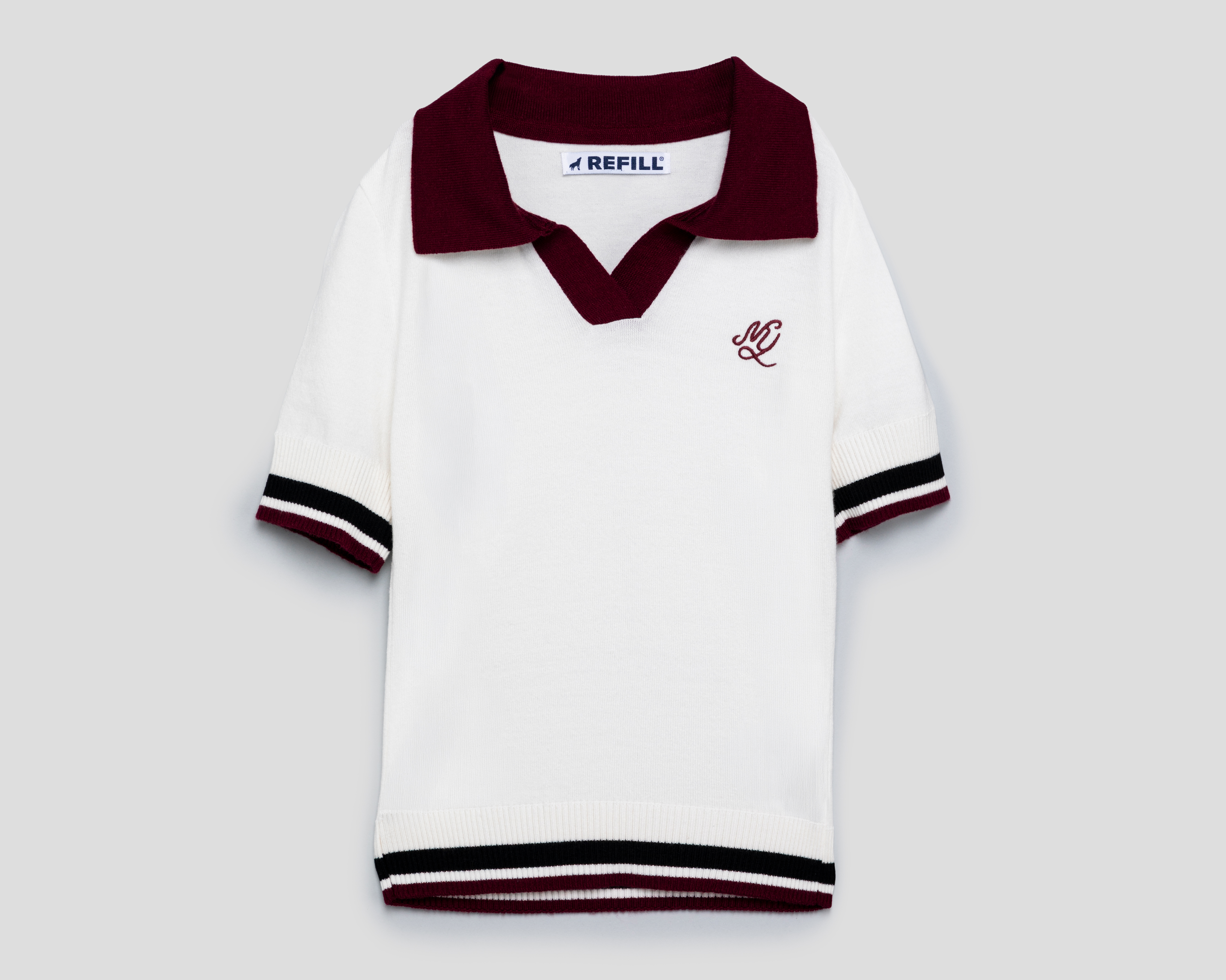 Playera Polo Refill Cuello V Blanca para Mujer