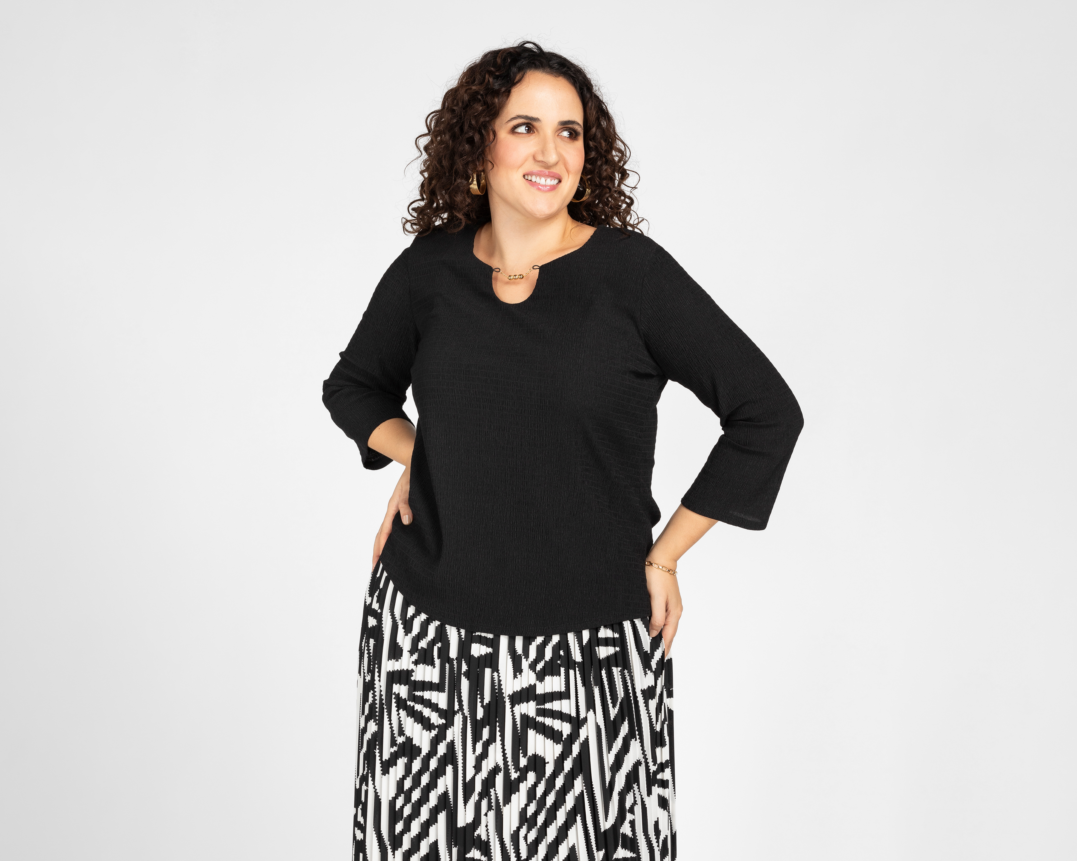 Blusa Sahara Manga 3/4 Negra