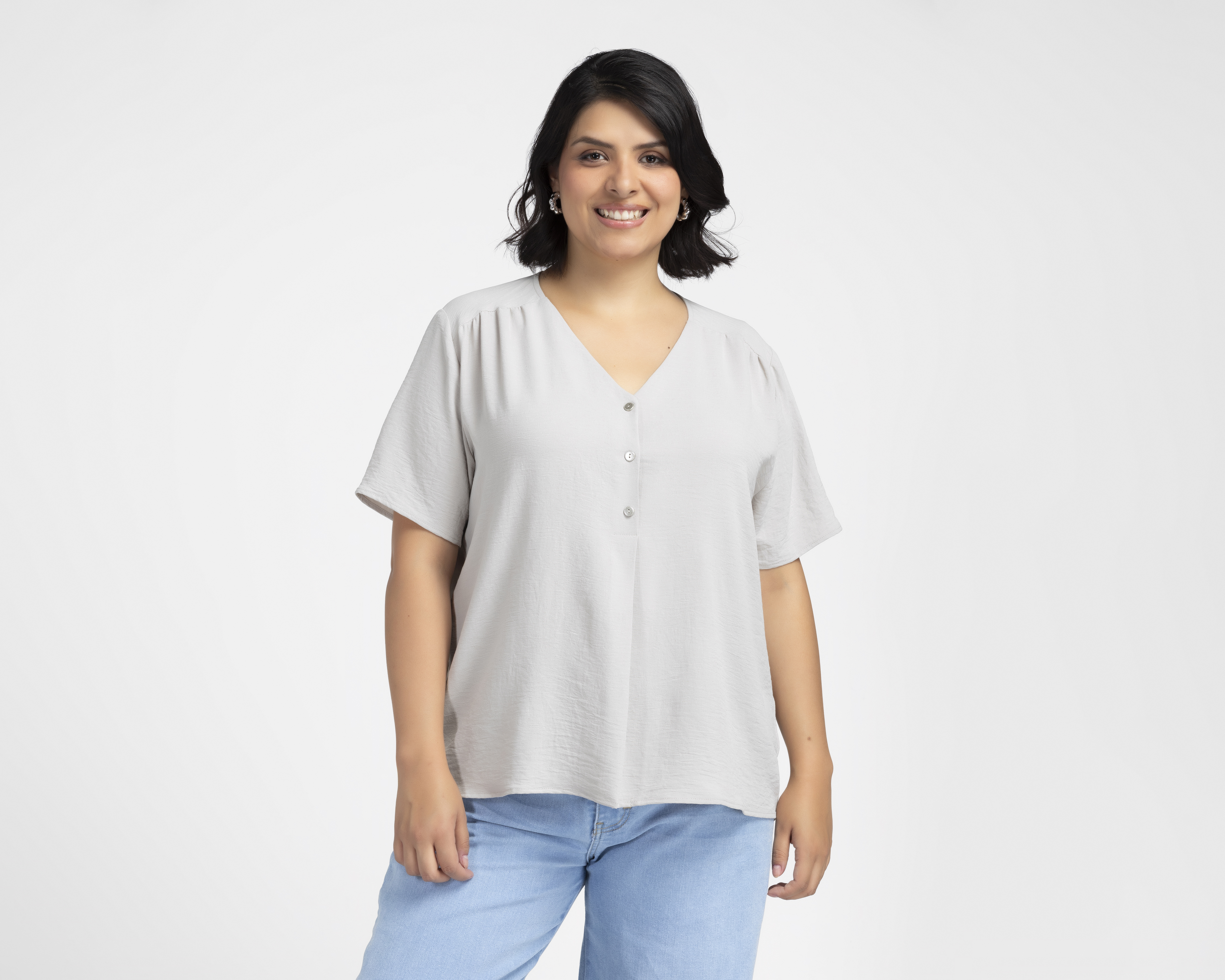 Foto 2 pulgar | Foto 1 | Blusa Manga Corta Sahara para Mujer