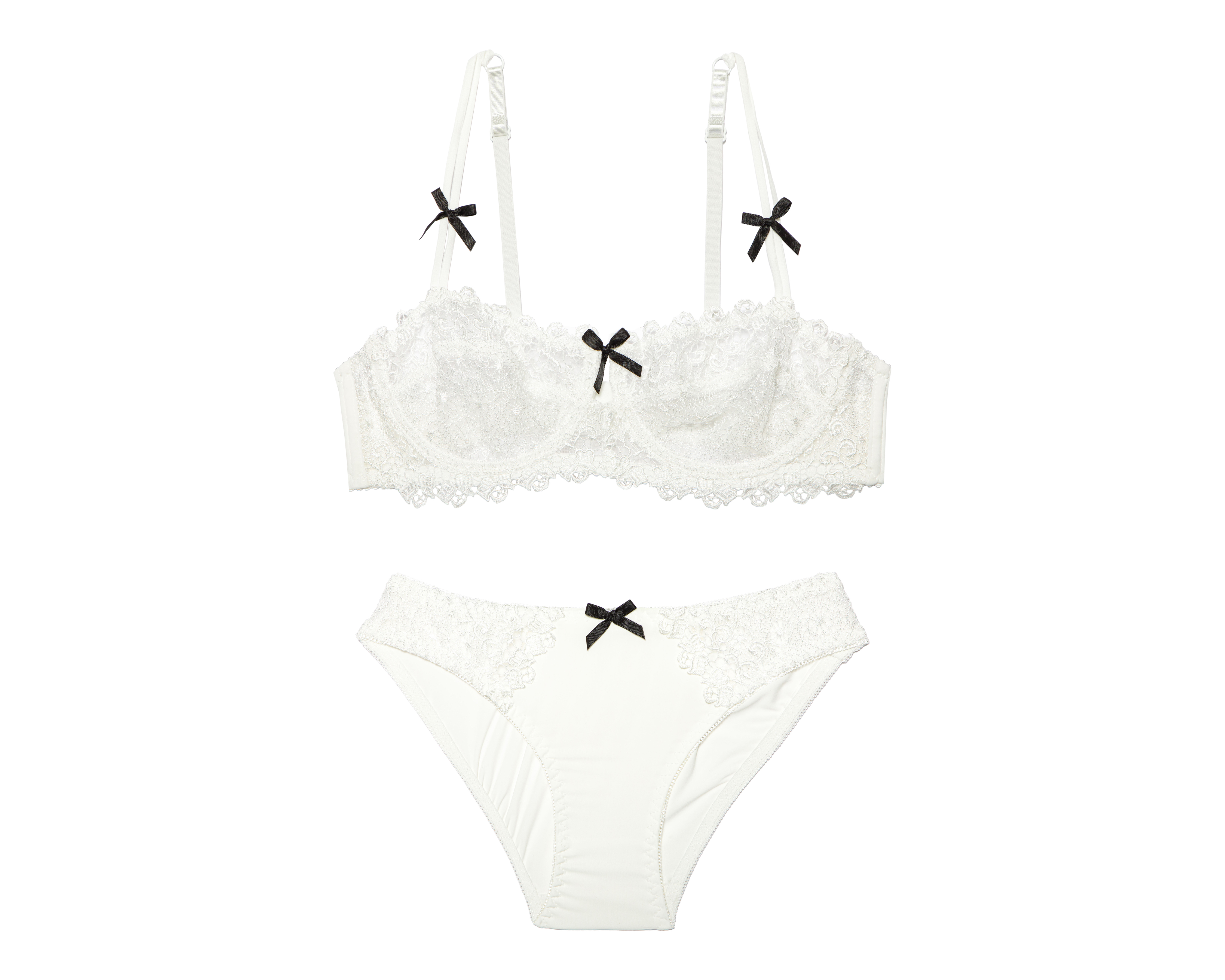 Coordinado de Encaje Media Copa Blanco Eva Novias