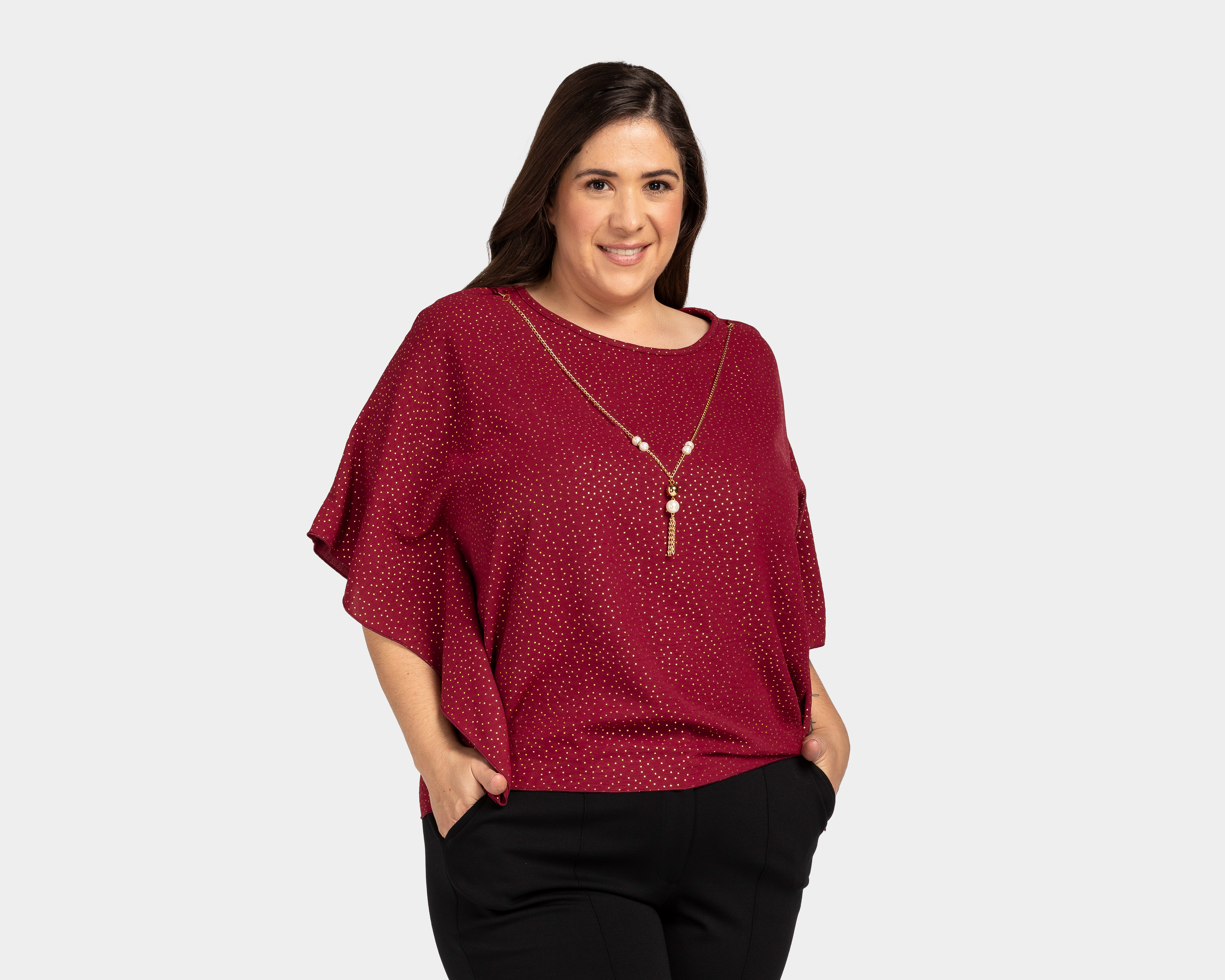 Blusa Lady Sun Manga 3/4 con Collar