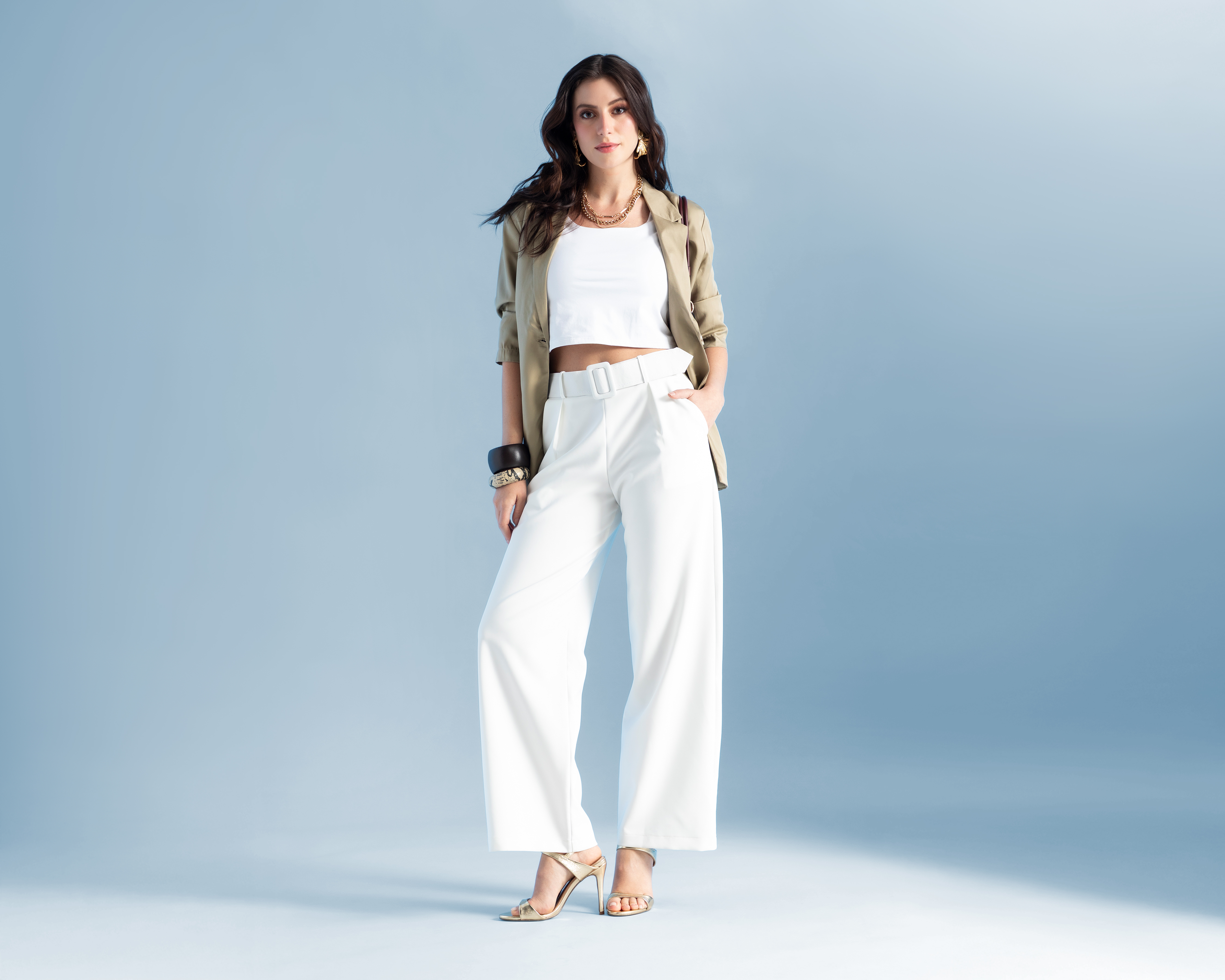 Pantalón de Vestir Jennifer Lopez Blanco para Mujer