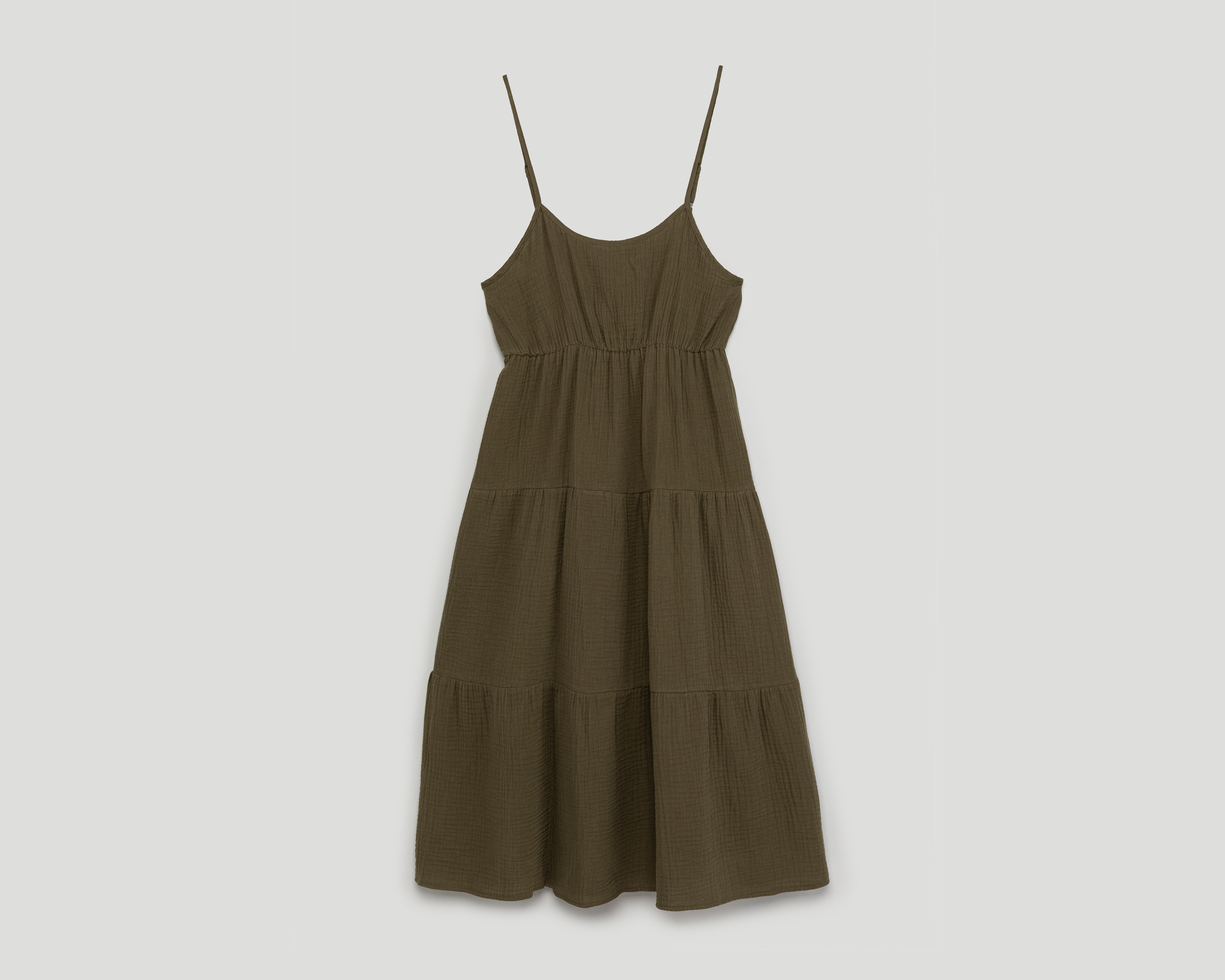 Foto 2 pulgar | Foto 1 | Vestido Casual Refill de Algodón Verde de Tirantes para Mujer