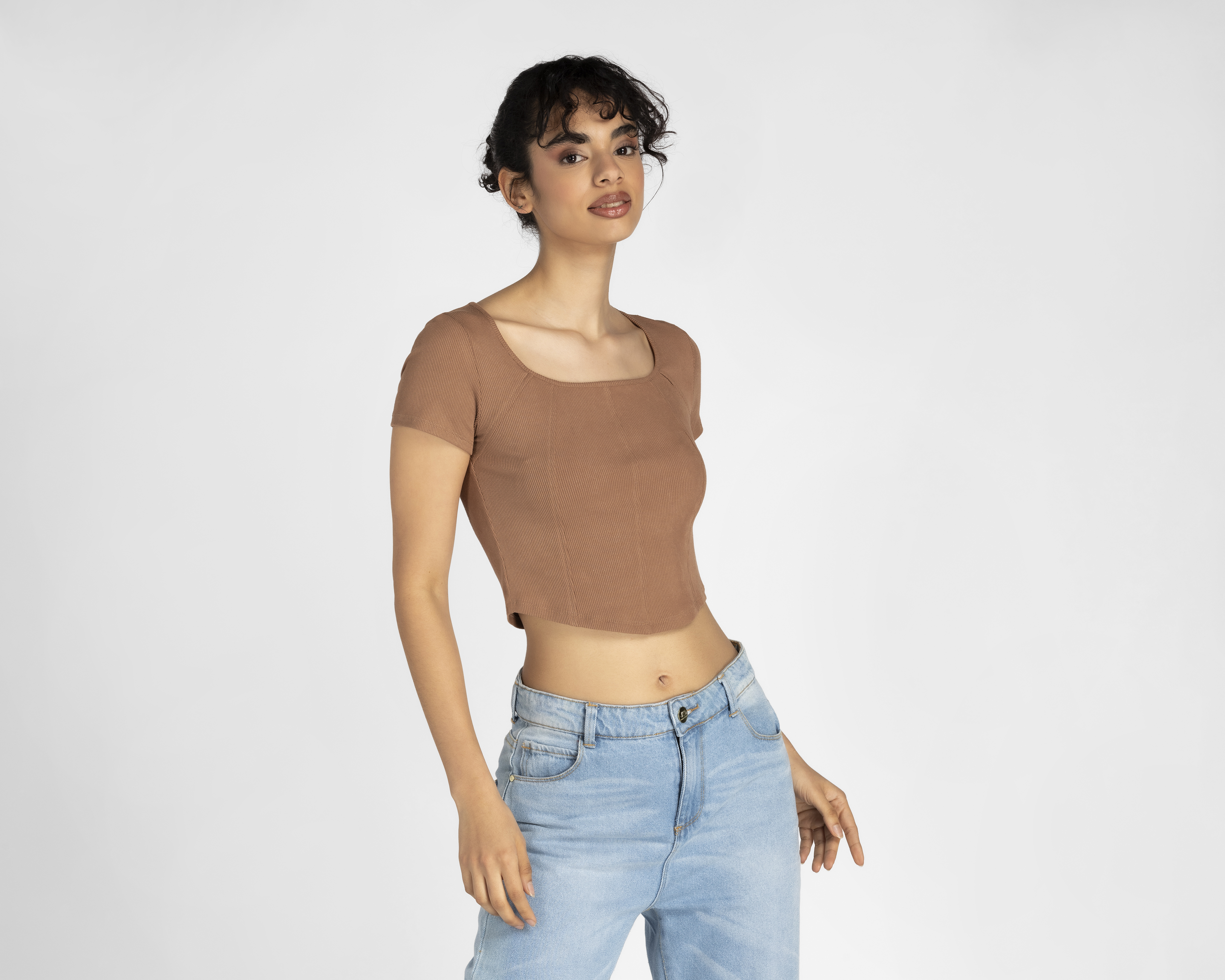 Foto 2 pulgar | Foto 1 | Blusa Refill Manga Corta con Escote Cuadrado