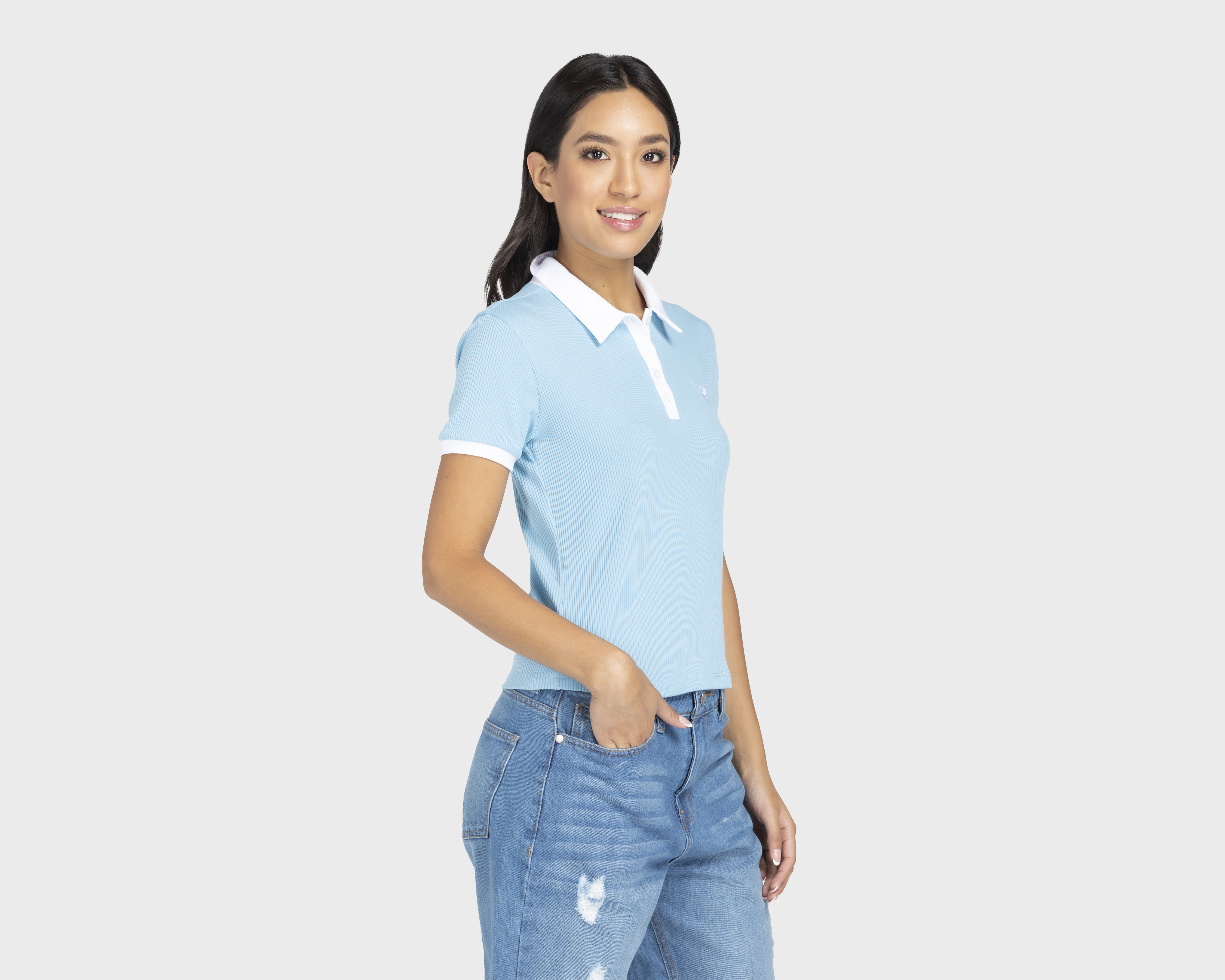 Foto 2 pulgar | Foto 1 | Playera York Team Polo Club Manga Corta Azul