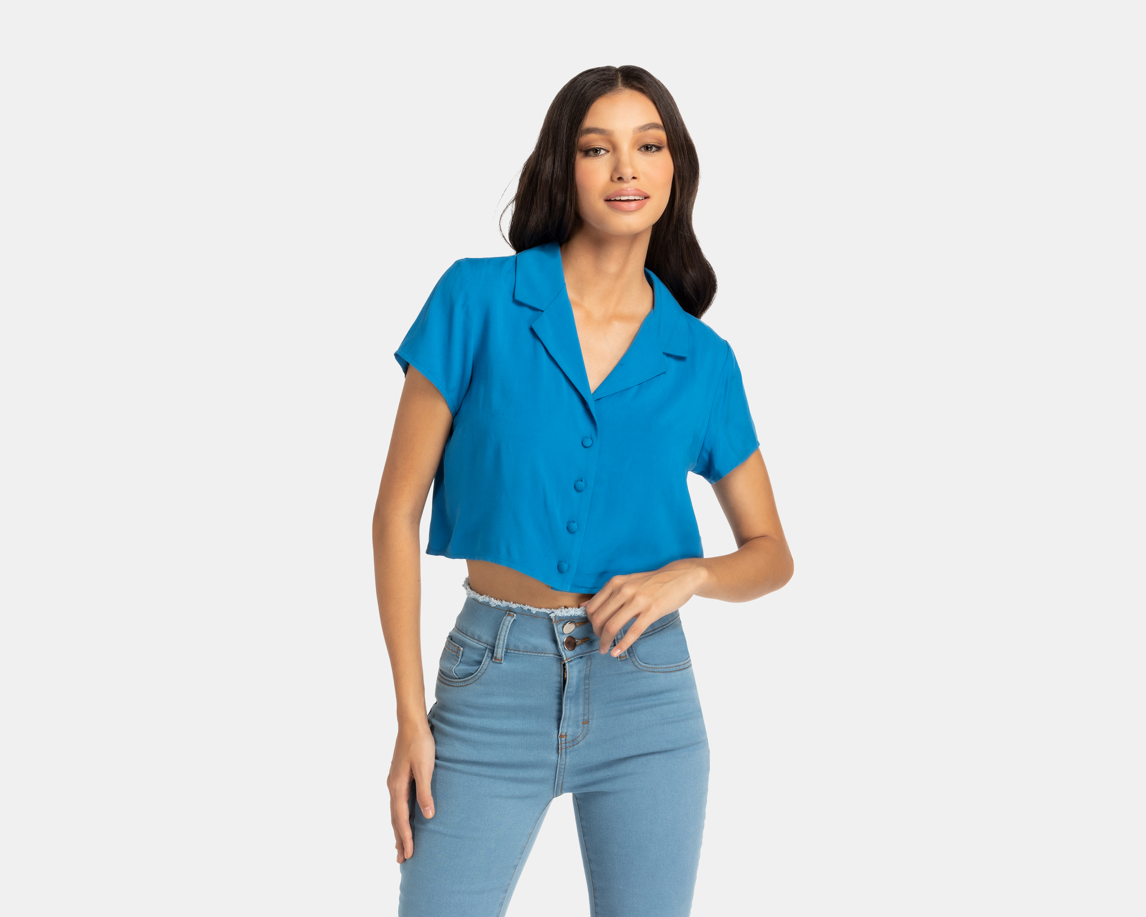 Blusa Refill con Cuello Americano y Botones