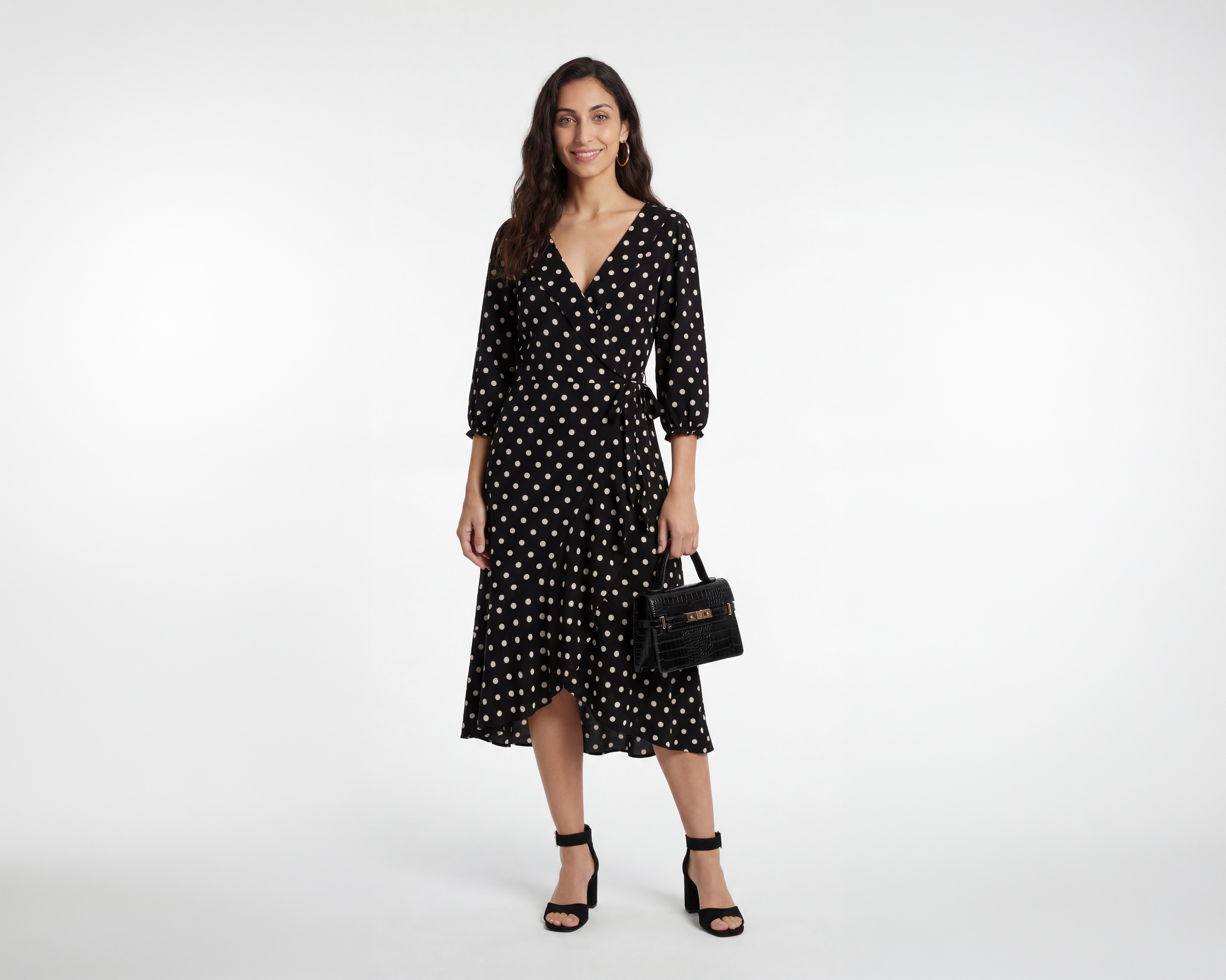 Vestido de Coctel Sahara Manga 3/4 Negro para Mujer