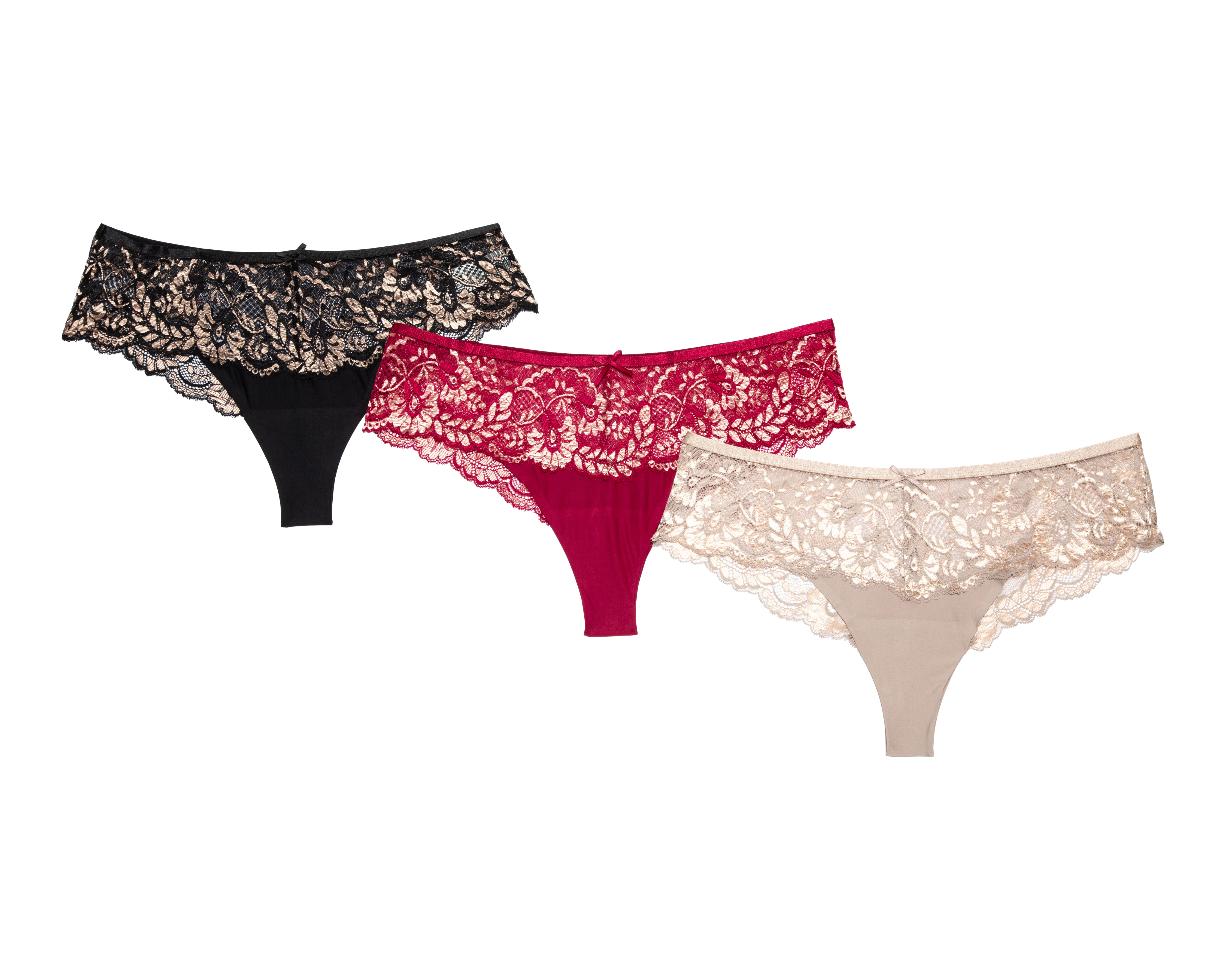 Tanga con Encaje Prima Valentina para Mujer 3 Piezas