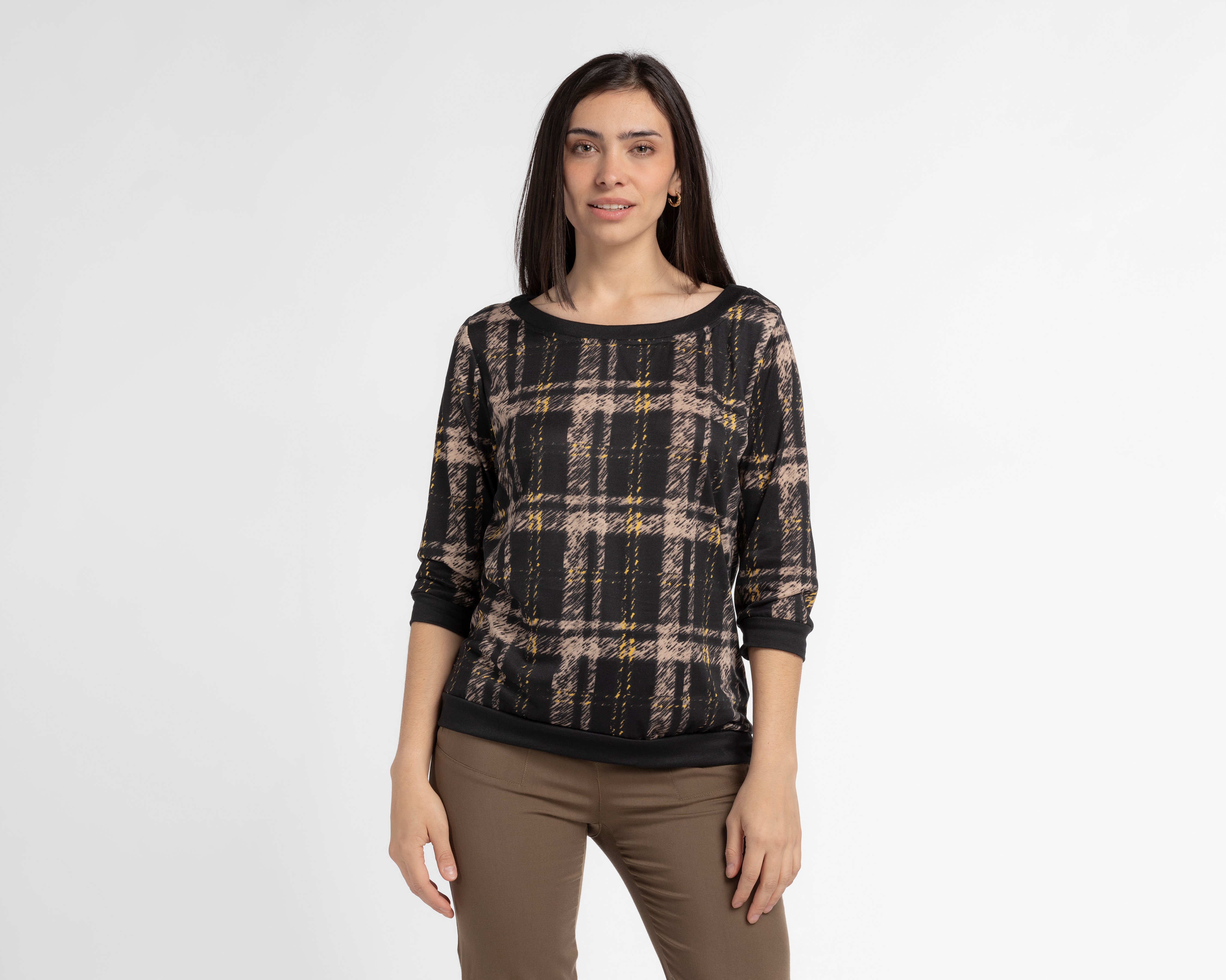 Blusa Sahara Manga 3/4 a Cuadros