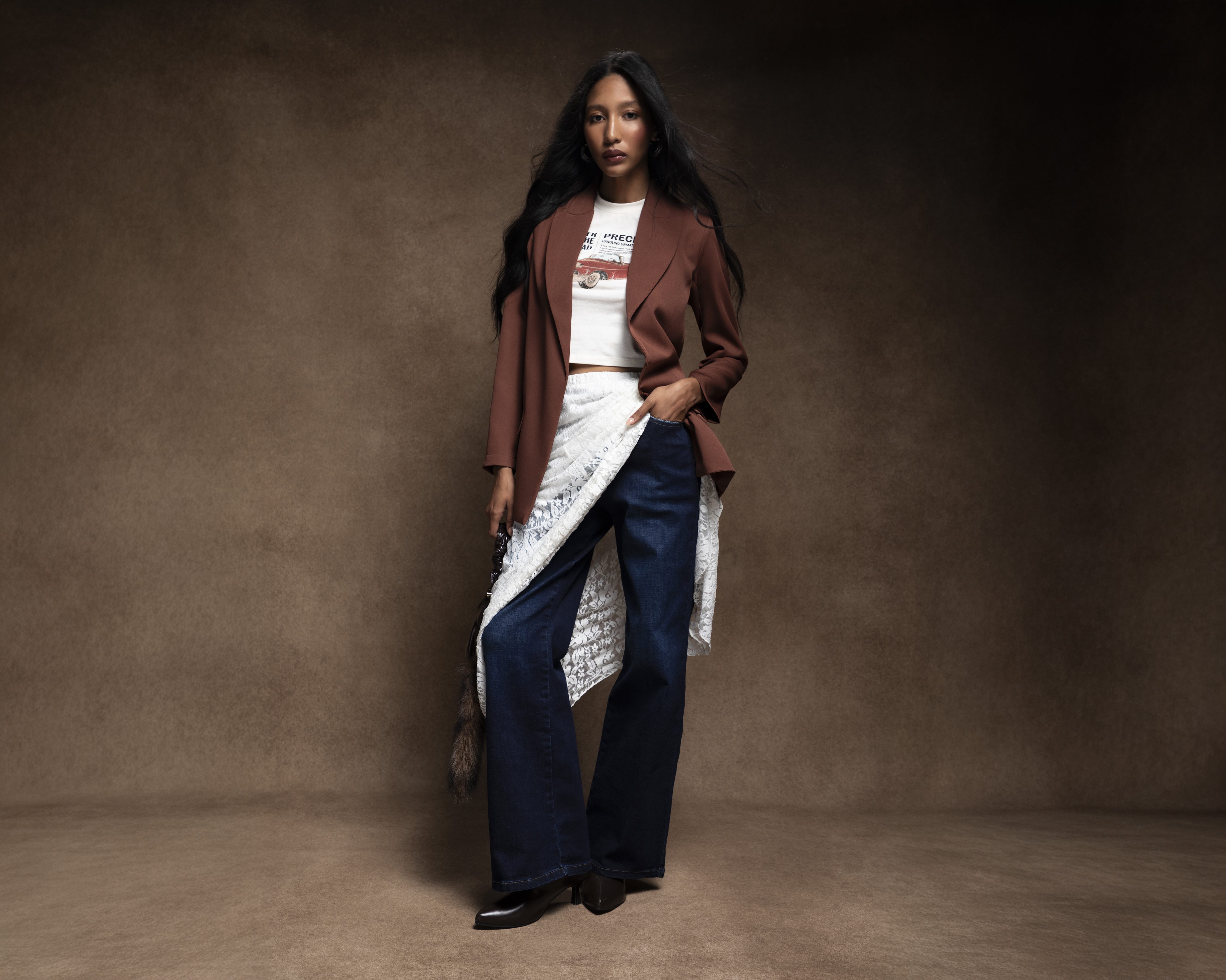 Blazer Café Strona para Mujer