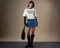 Mini Falda Tableada de Mezclilla Strona para Mujer