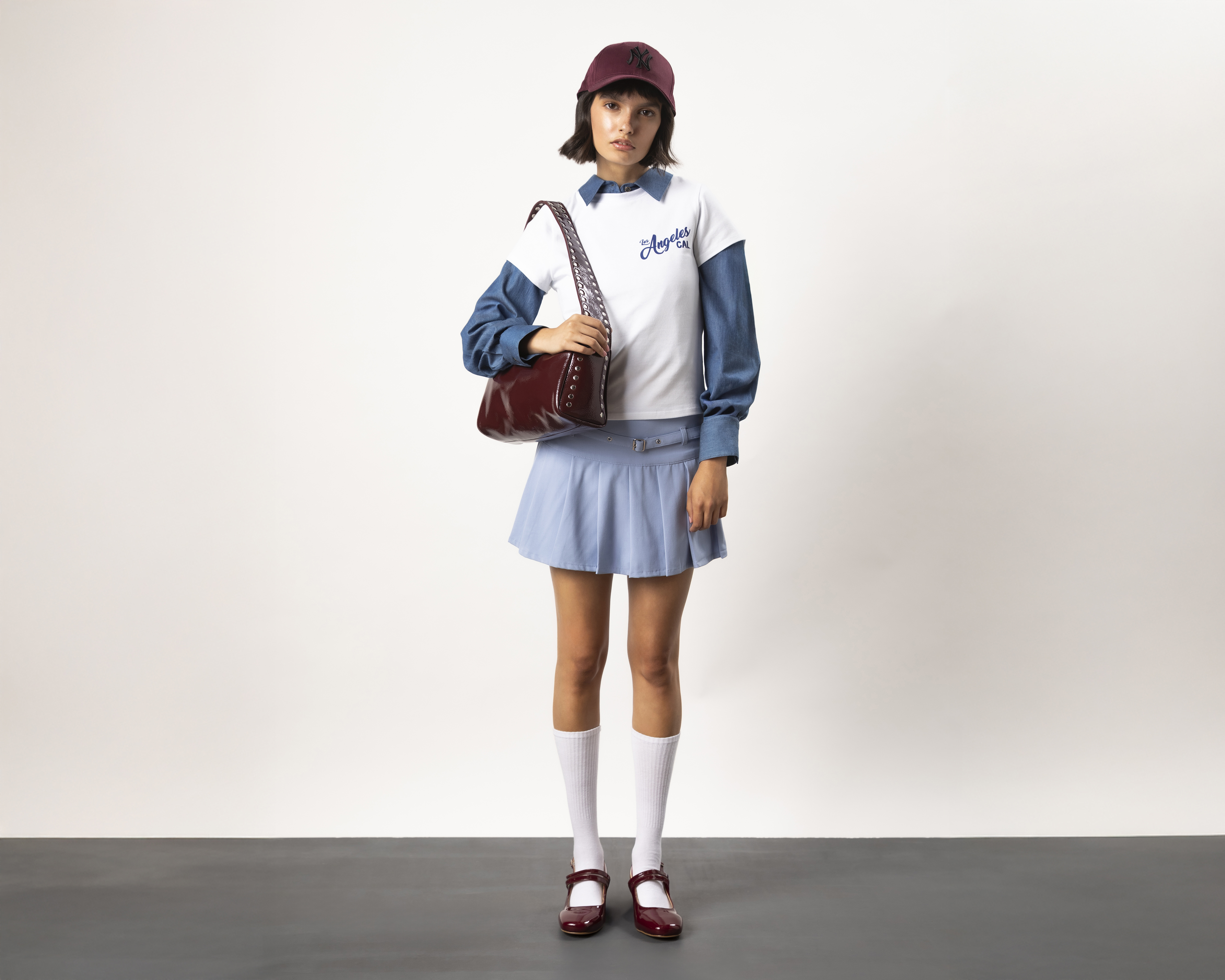 Mini Falda Tableada con Cinturón Strona para Mujer