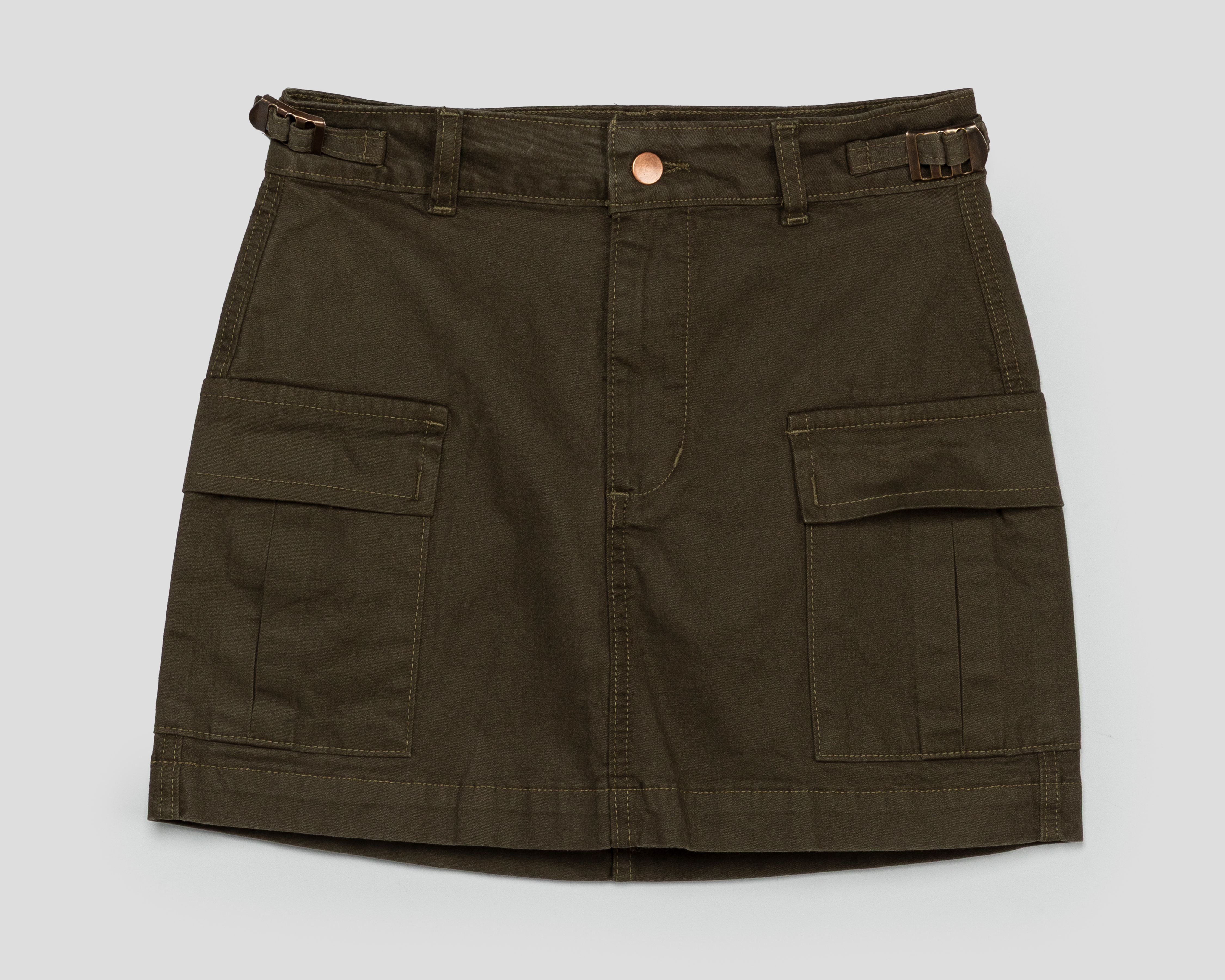 Foto 2 pulgar | Foto 1 | Falda Corta Refill Verde Olivo para Mujer