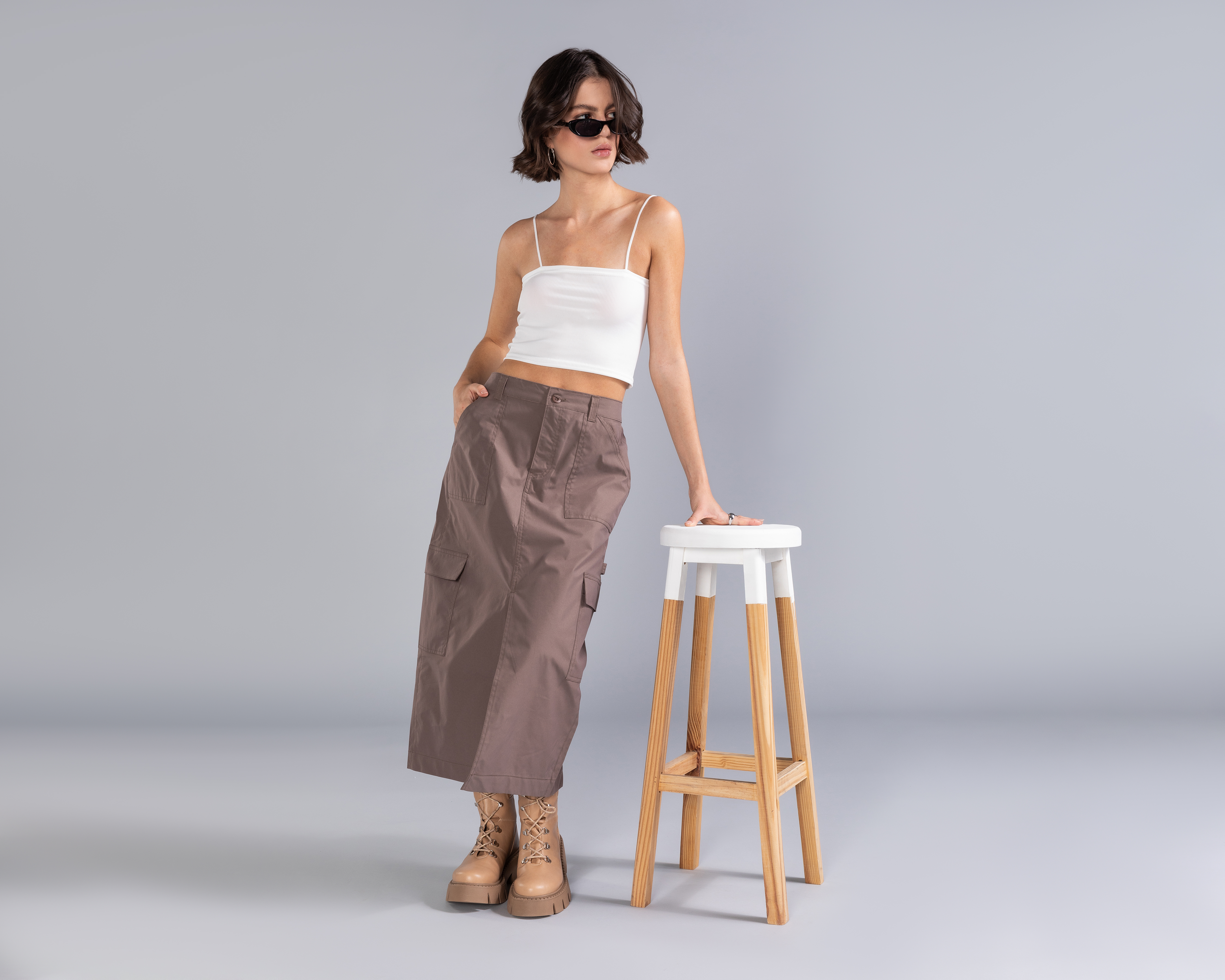 Falda Midi Cargo Strona para Mujer