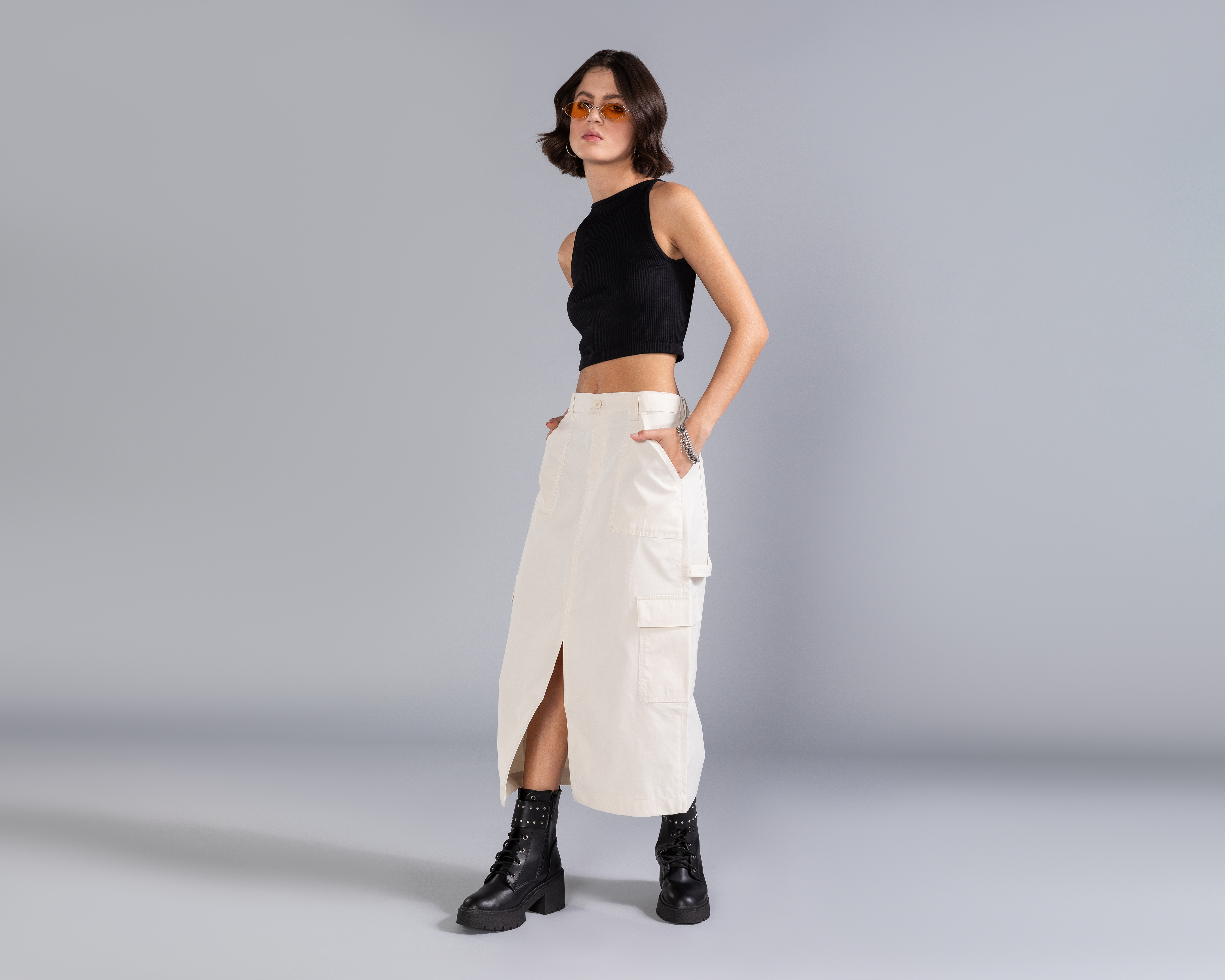 Falda Midi Cargo Strona para Mujer