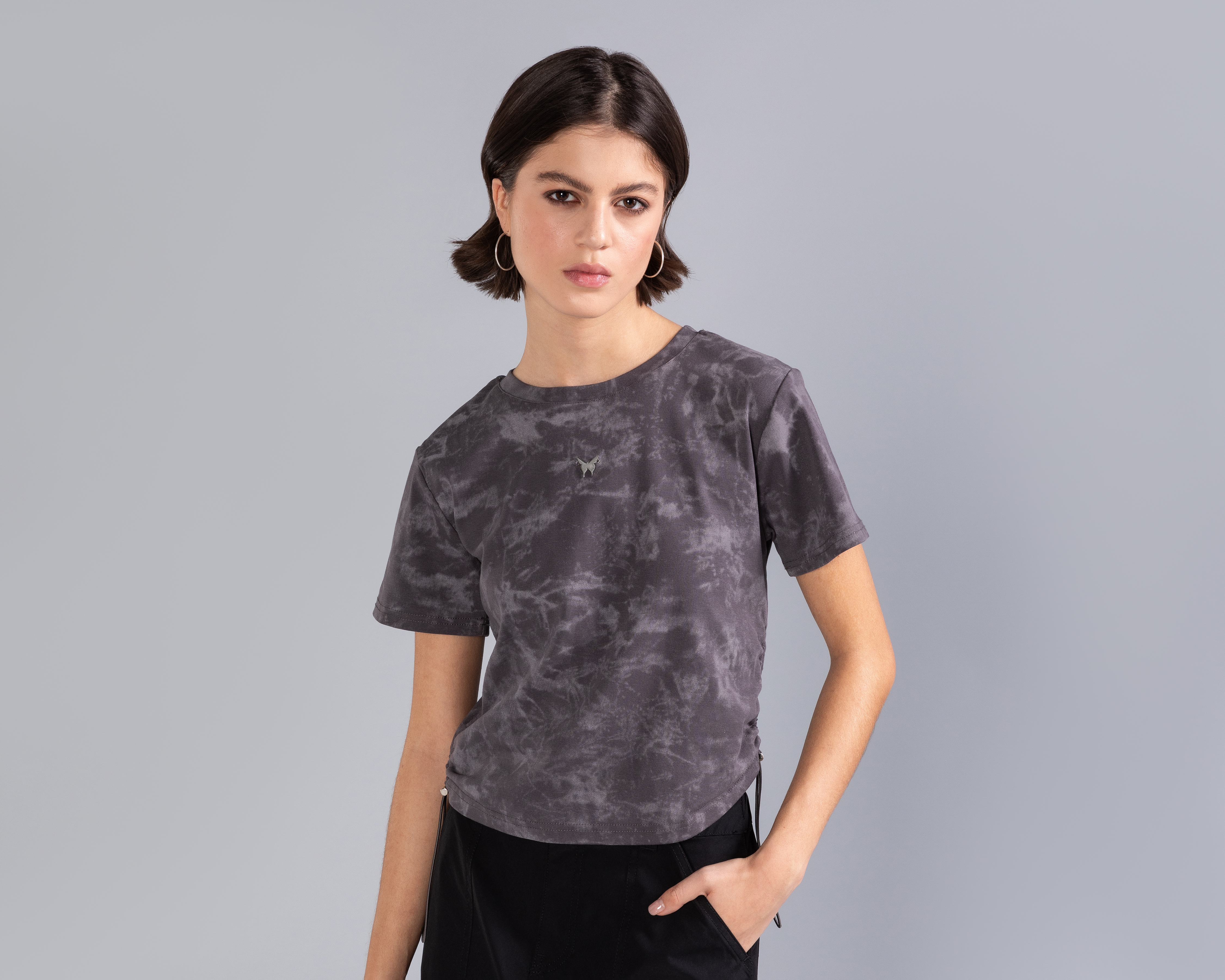 Foto 3 pulgar | Foto 2 | Playera Manga Corta Tipo Acid Wash Strona para Mujer