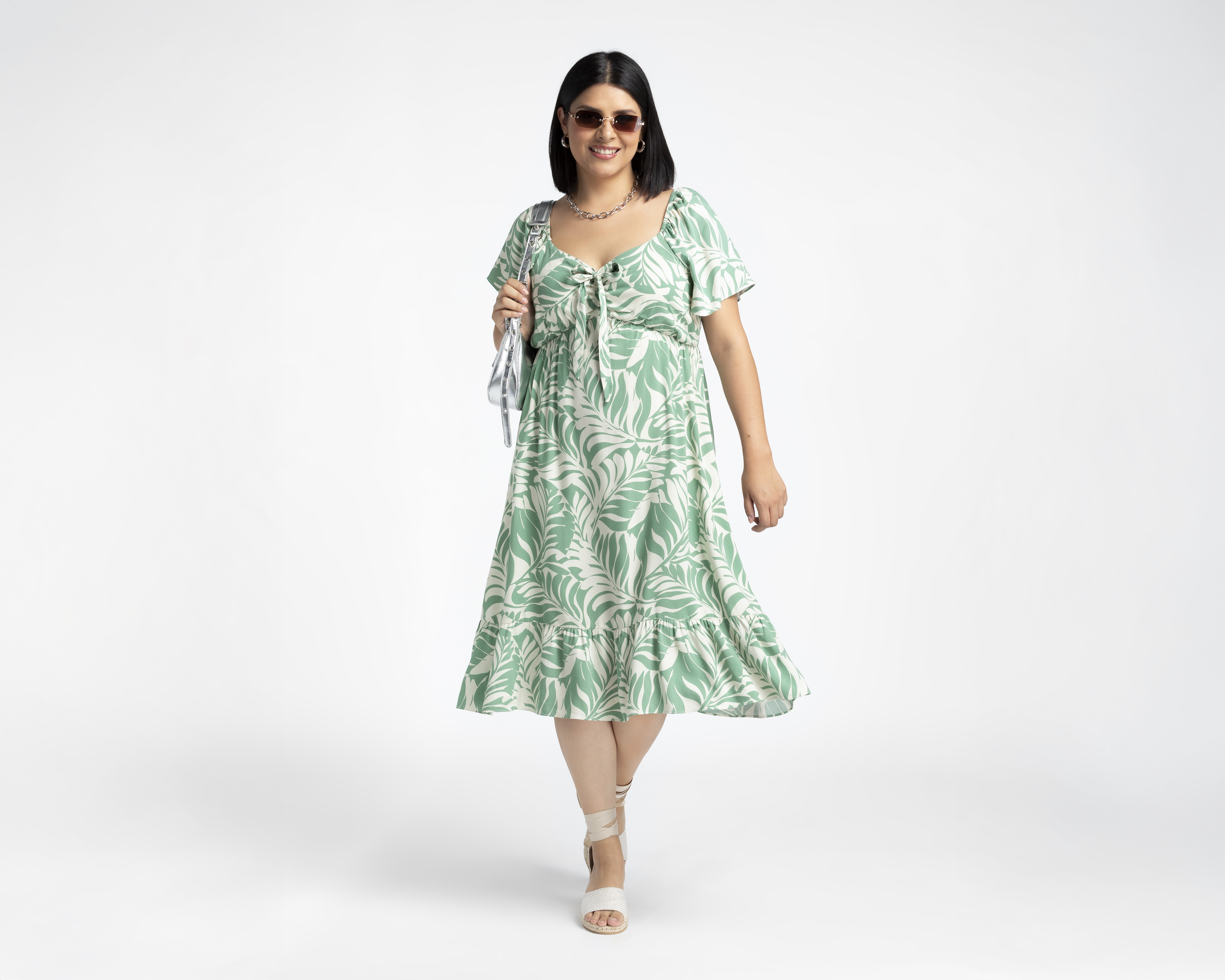 Foto 3 pulgar | Foto 2 | Vestido Casual Sahara Manga Corta con Olanes para Mujer