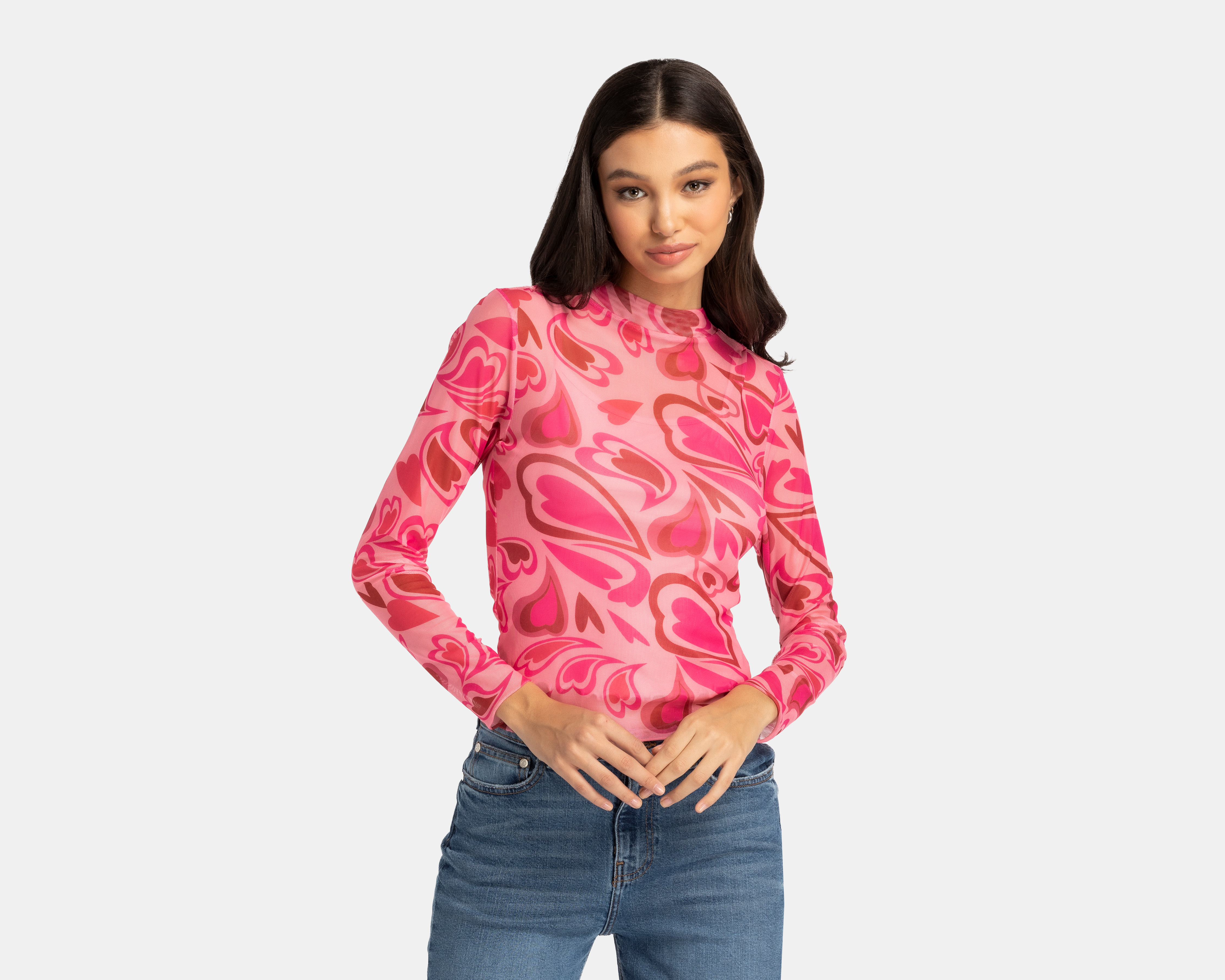 Foto 1 | Foto 1 | Blusa Refill Manga Larga con Estampado de Corazones