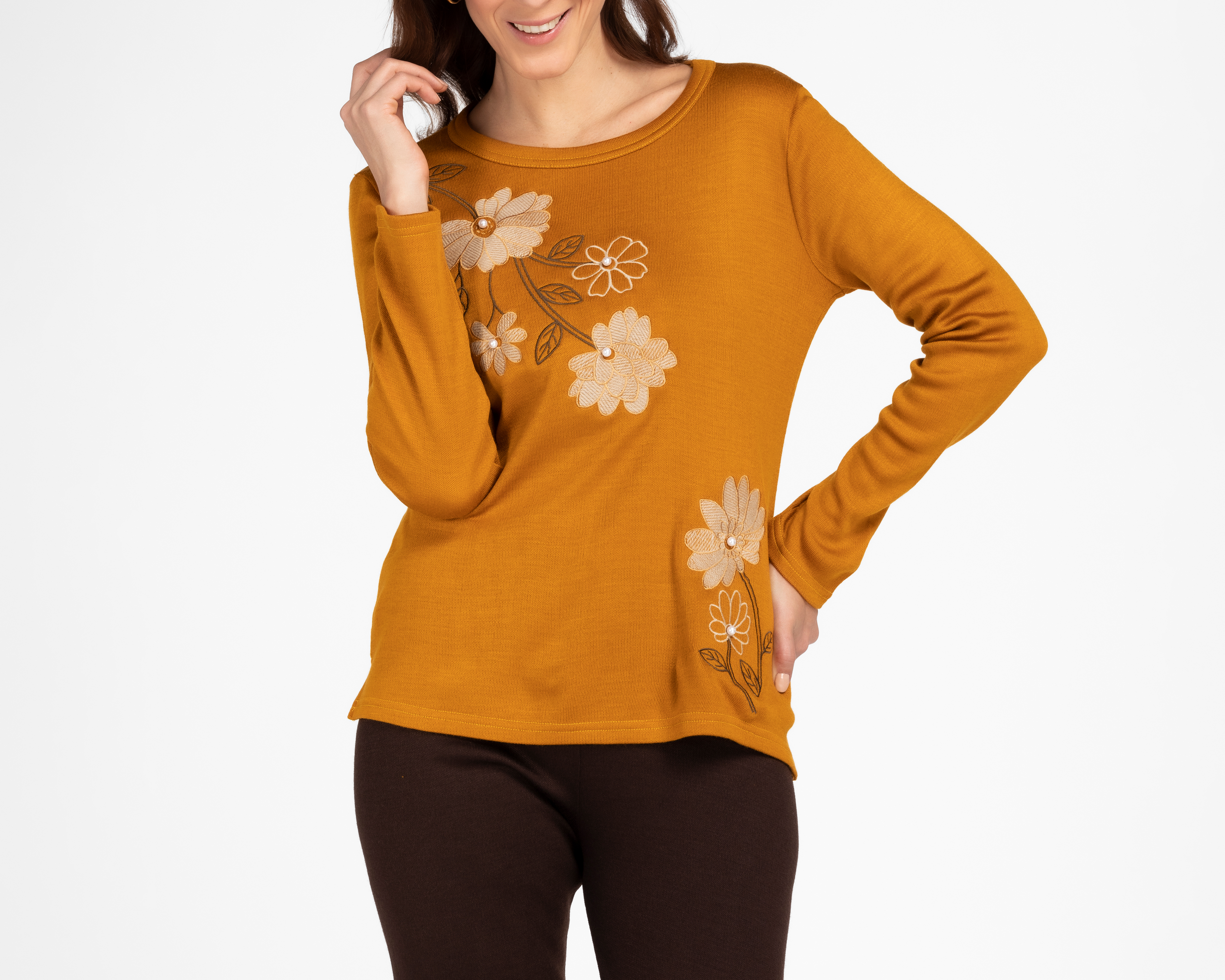 Foto 4 pulgar | Foto 3 | Blusa y Pantalón Lady Sun Bordado con Manga Larga