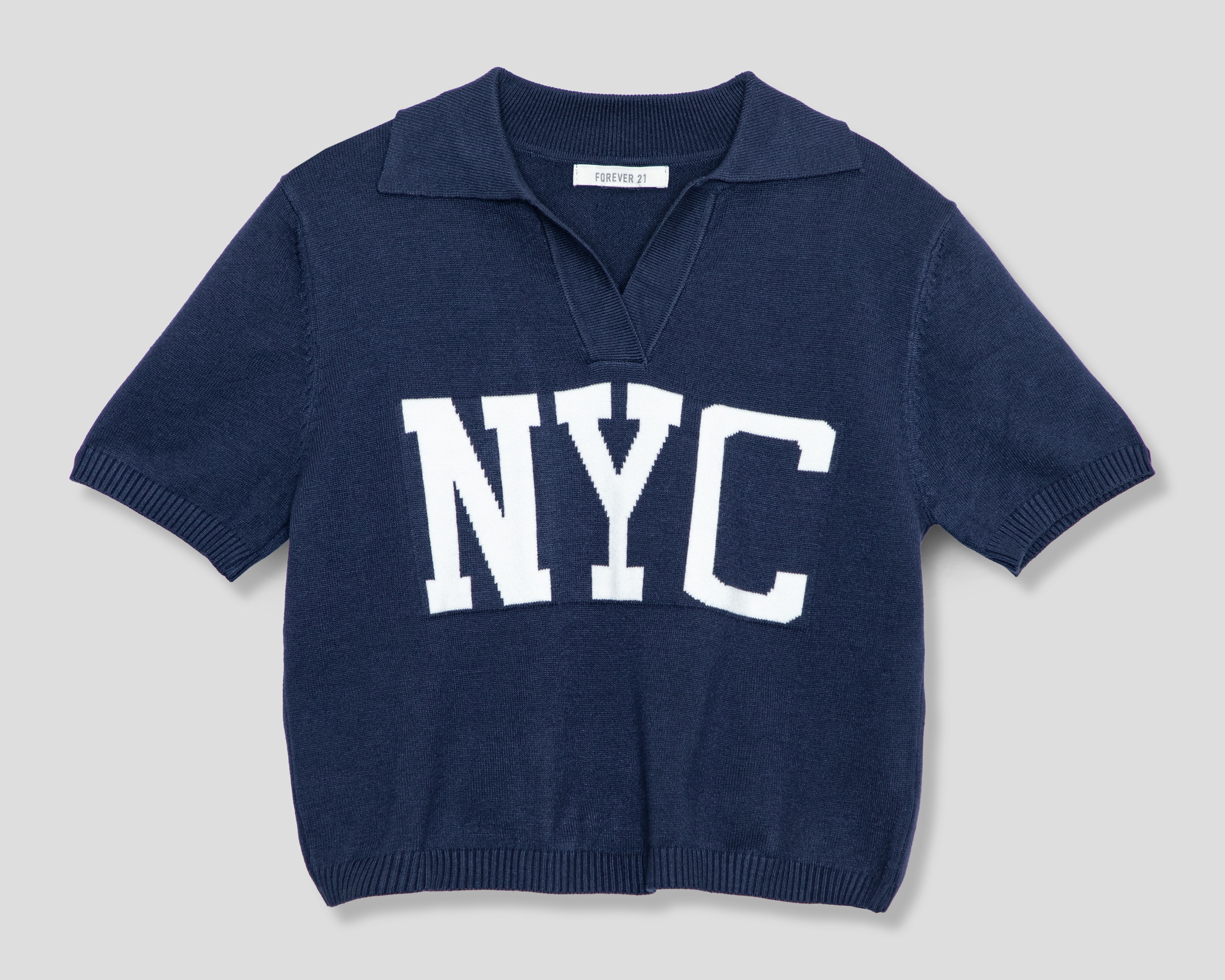 Foto 2 pulgar | Foto 1 | Playera Polo Forever 21 Azul Marino Juvenil