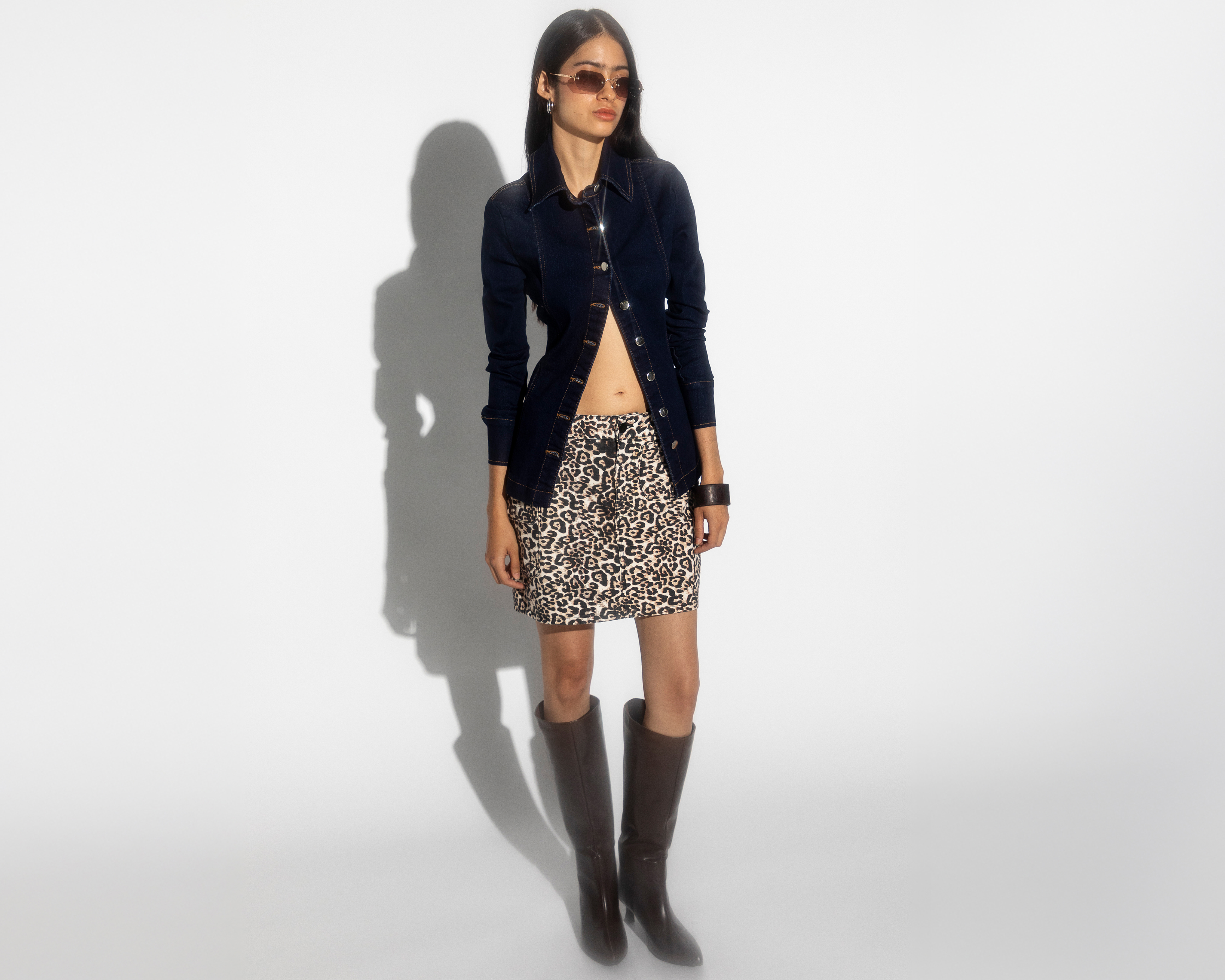 Falda de Mezclilla Strona Animal Print para Mujer