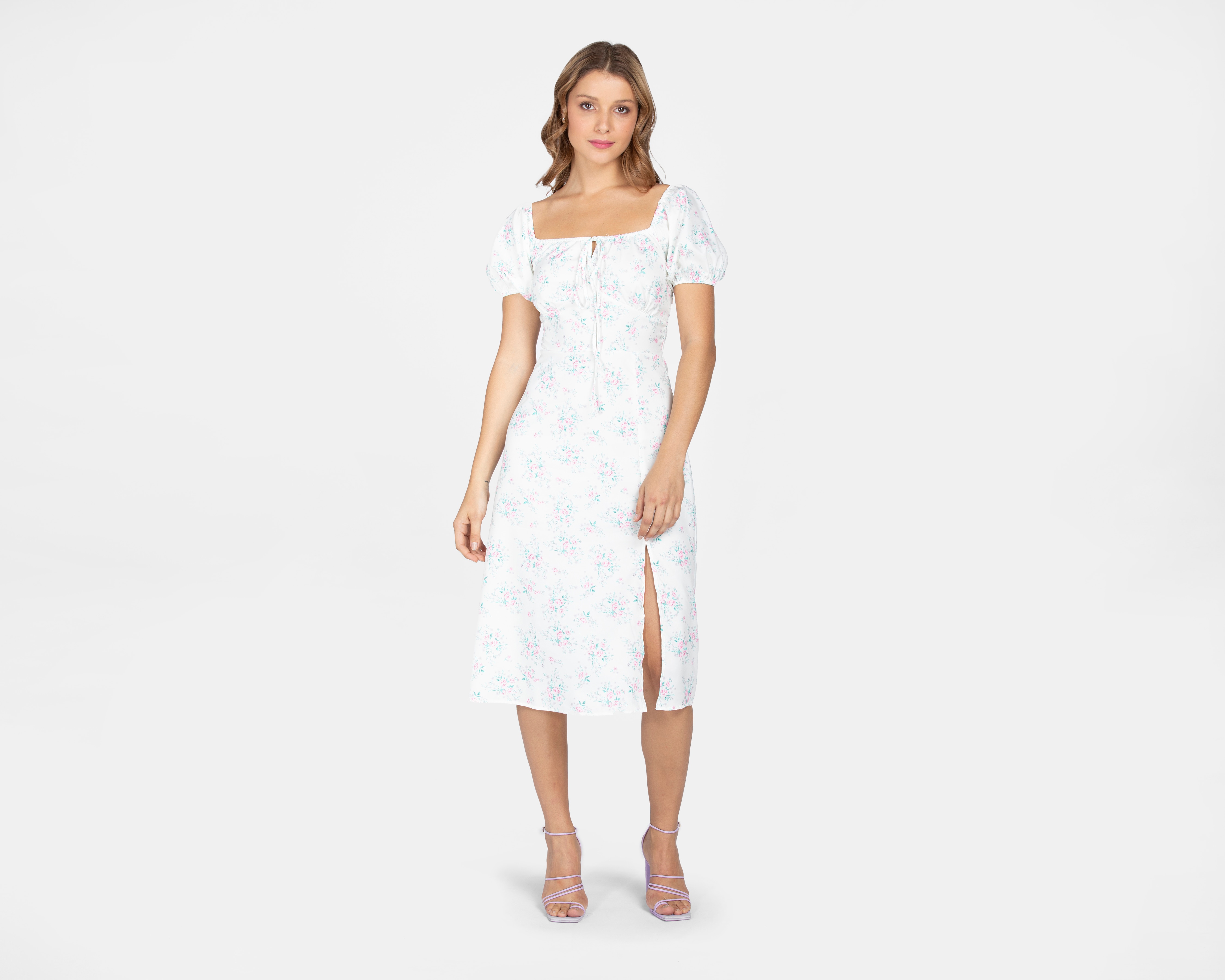 Vestido Sahara Casual Midi Floral con Abertura