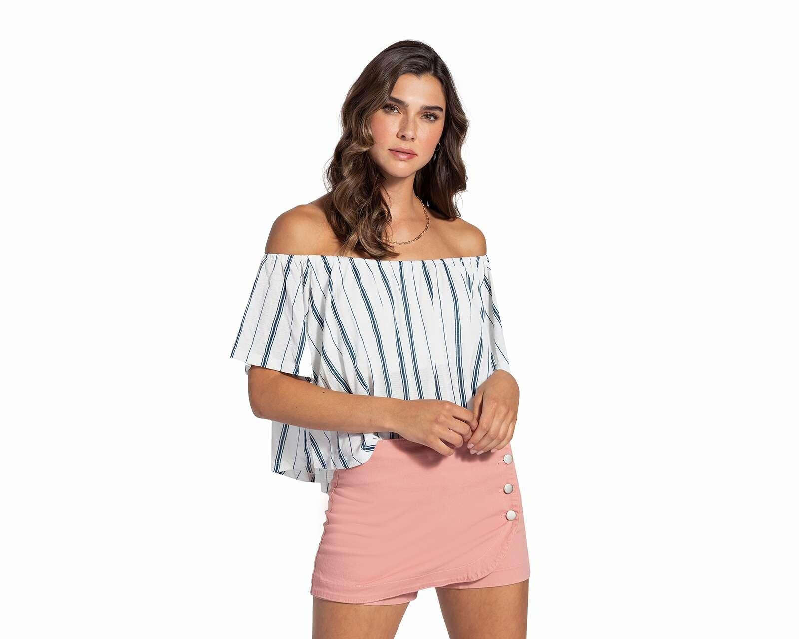 Blusa Refill a Rayas con Manga Corta