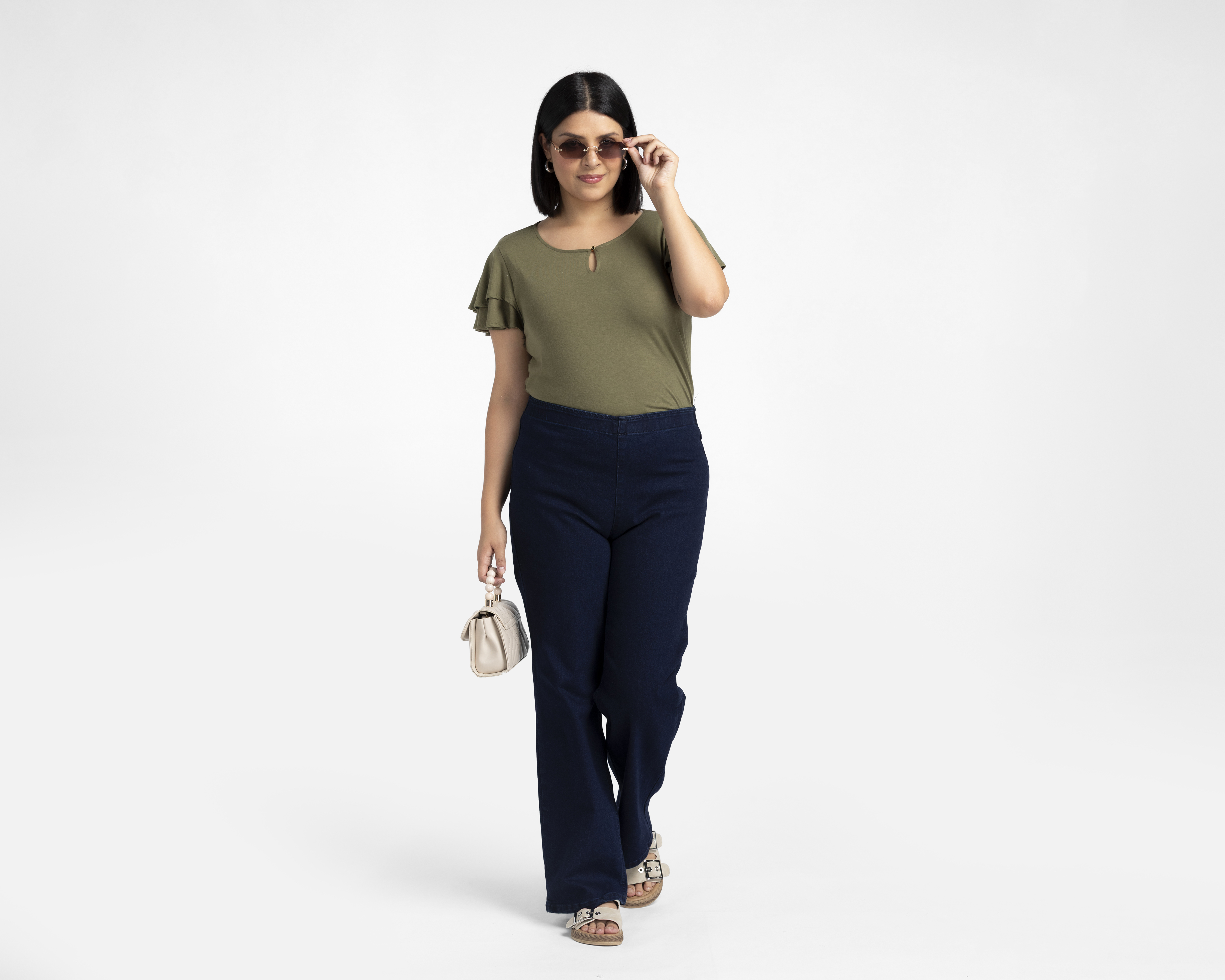 Foto 3 pulgar | Foto 2 | Playera Verde Sahara para Mujer