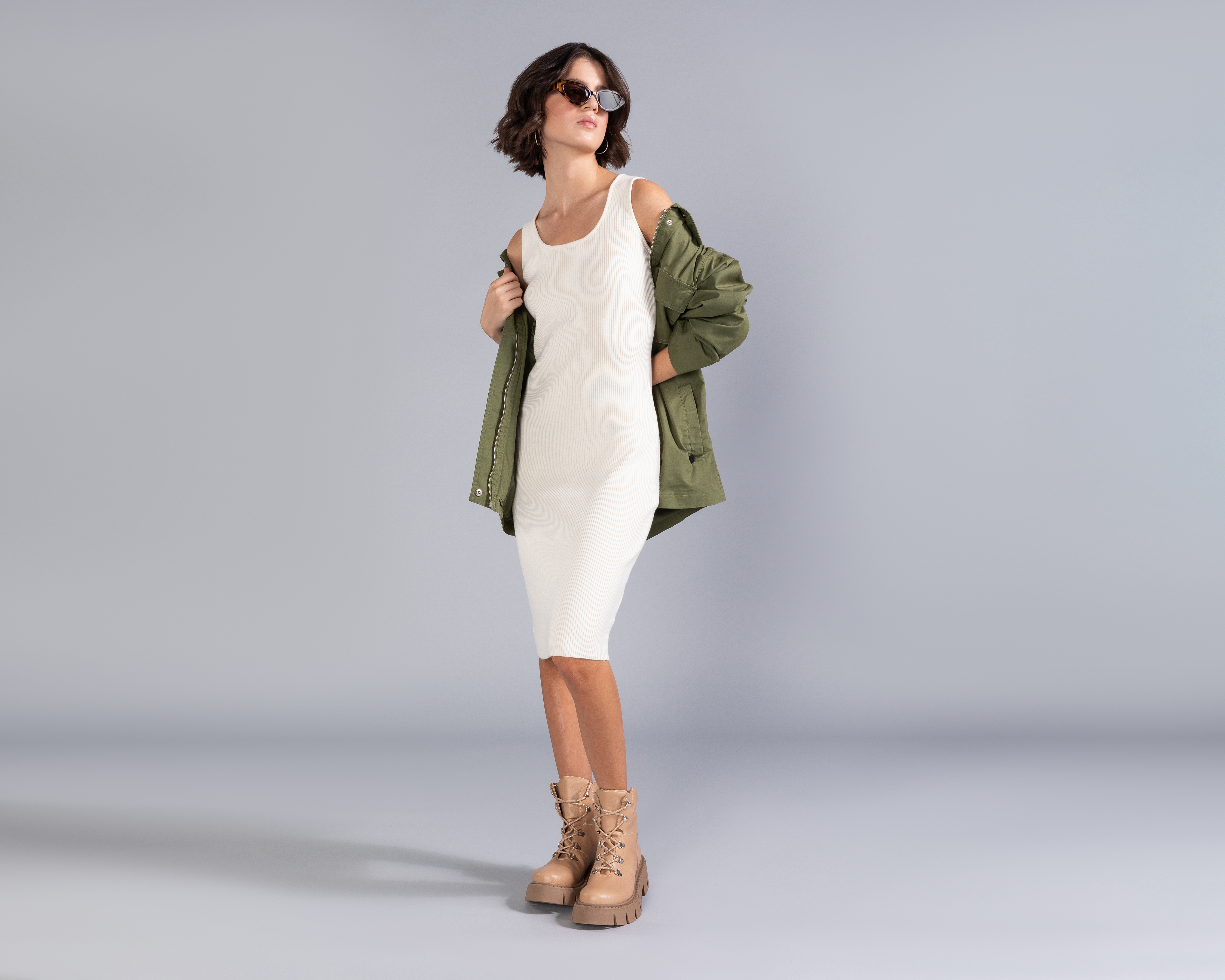 Vestido Midi Tejido Acanalado Strona para Mujer