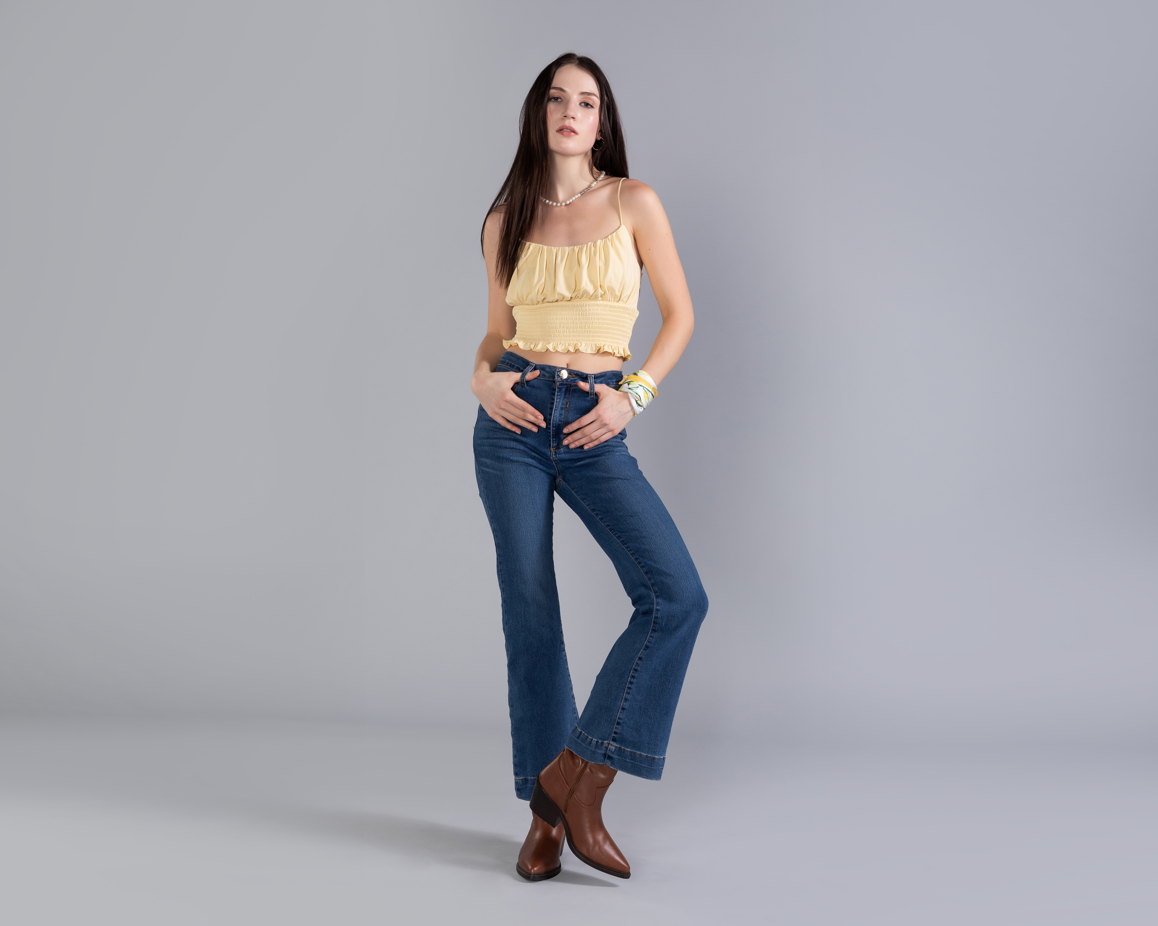 Foto 1 | Foto 1 | Playera sin Manga Crop Smock Cintura Strona para Mujer