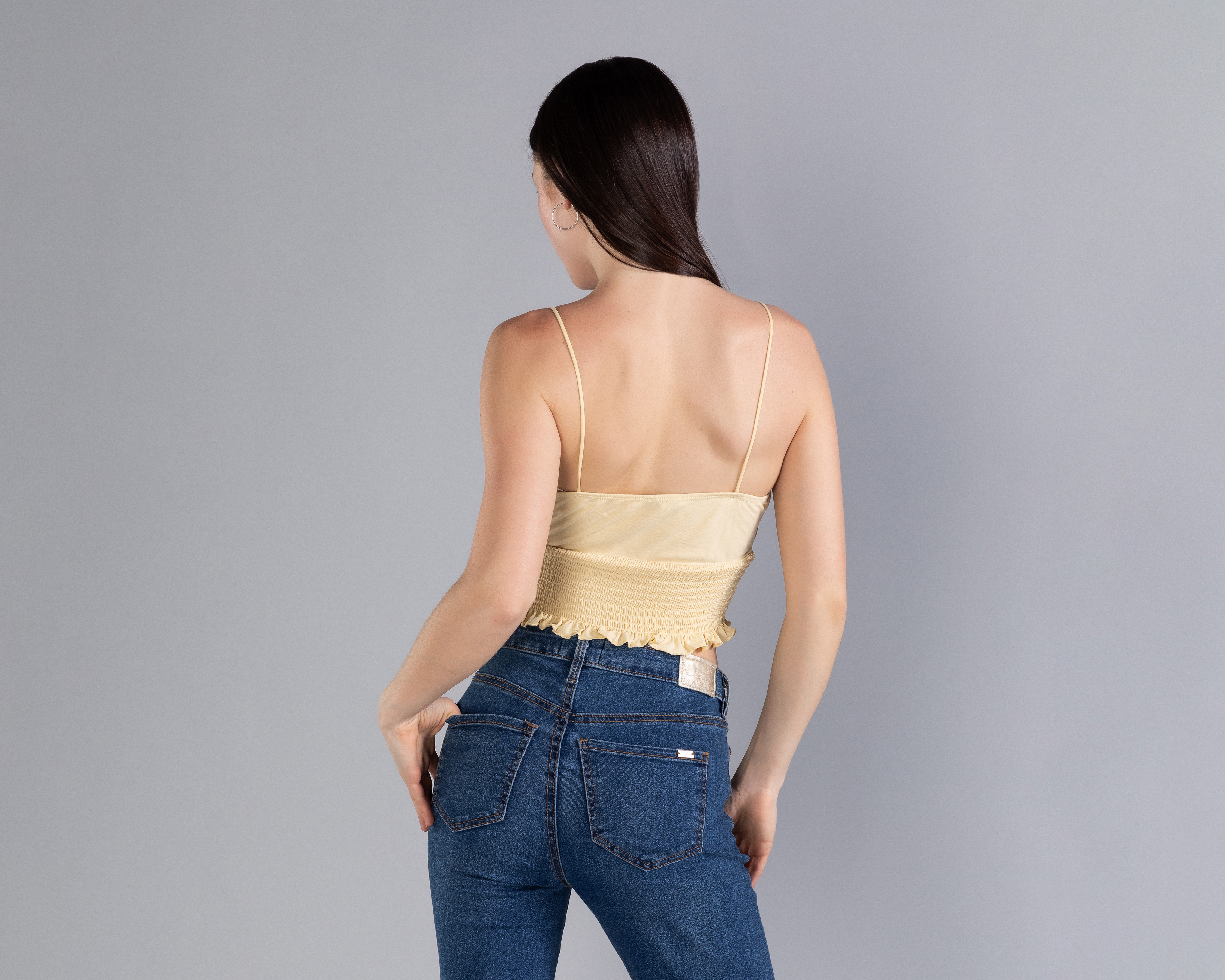 Foto 4 pulgar | Foto 3 | Playera sin Manga Crop Smock Cintura Strona para Mujer