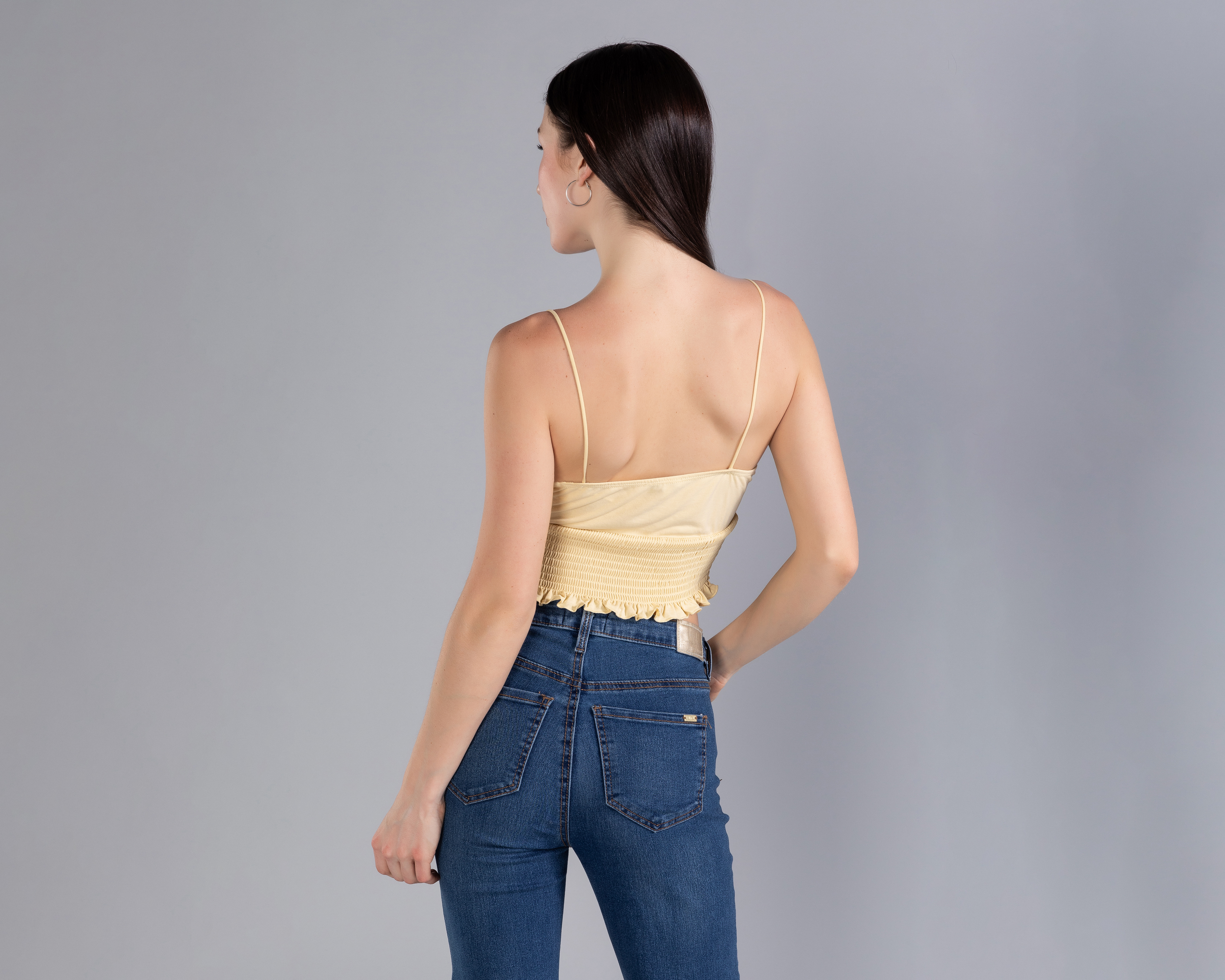 Foto 5 | Foto 5 | Playera sin Manga Crop Smock Cintura Strona para Mujer