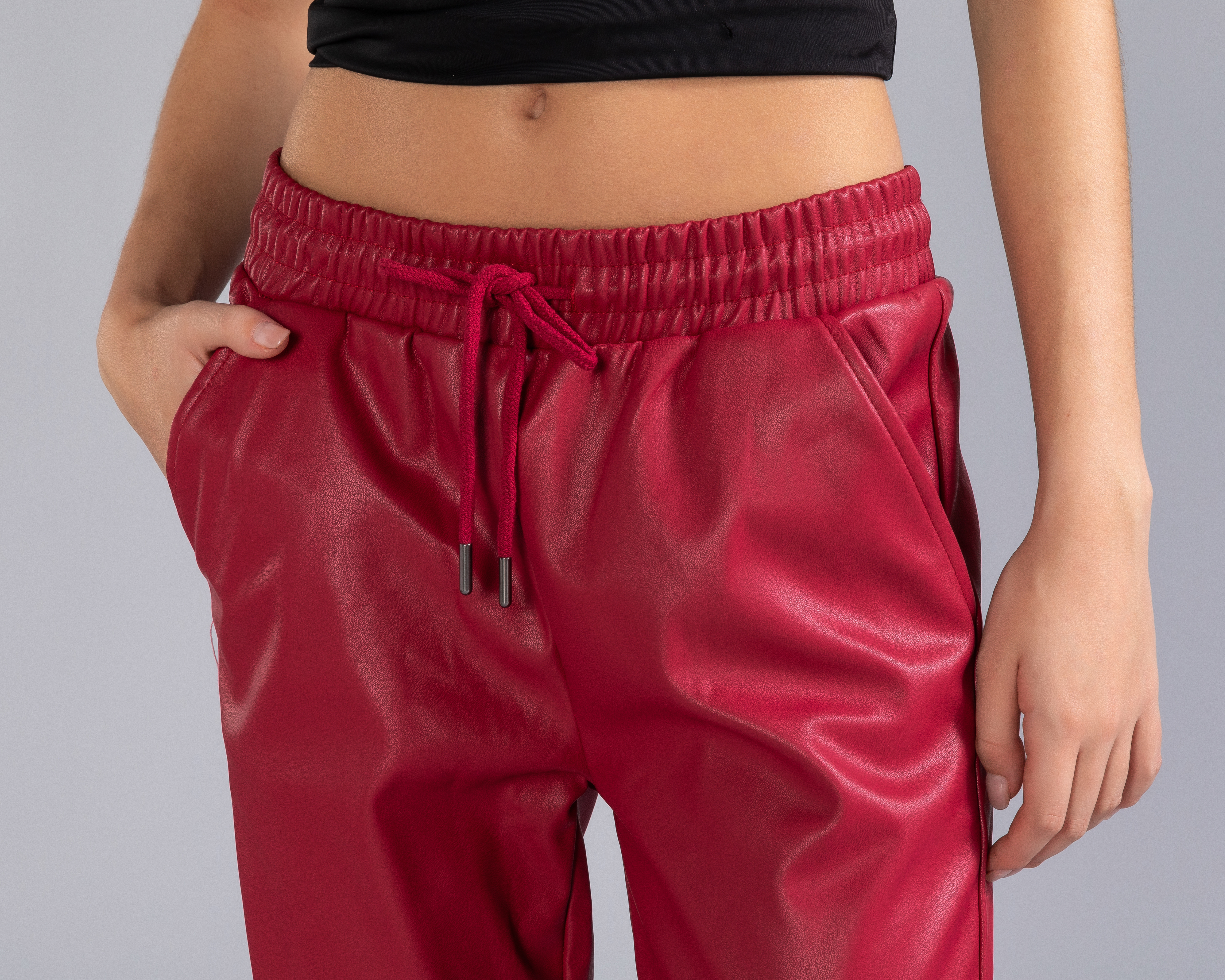 Foto 5 pulgar | Foto 4 | Pantalón Polipiel Elastico en Cintura y Ruedo Strona para Mujer