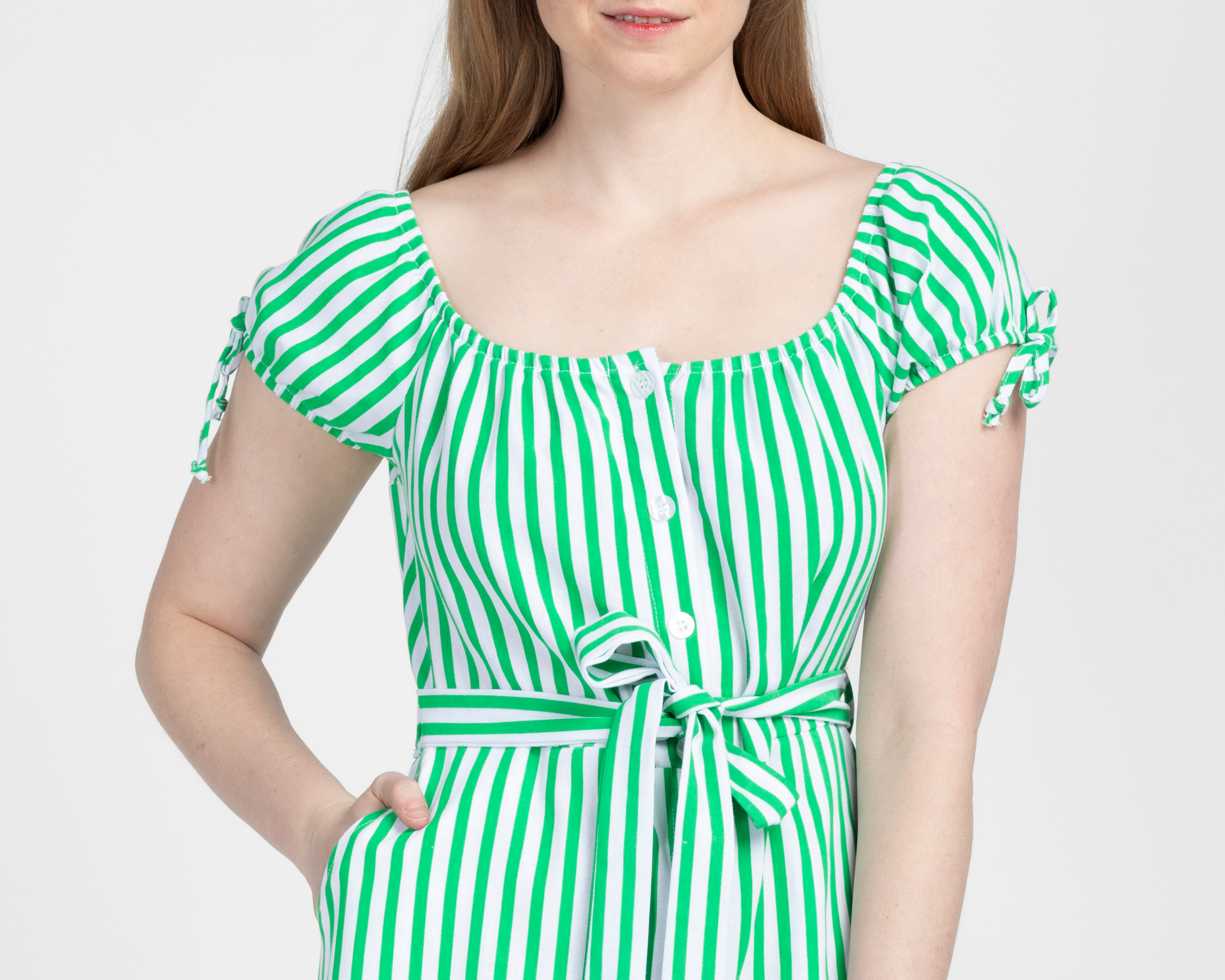 Foto 5 pulgar | Foto 4 | Vestido Casual Sahara Manga Corta a Rayas con Cinturón Juvenil