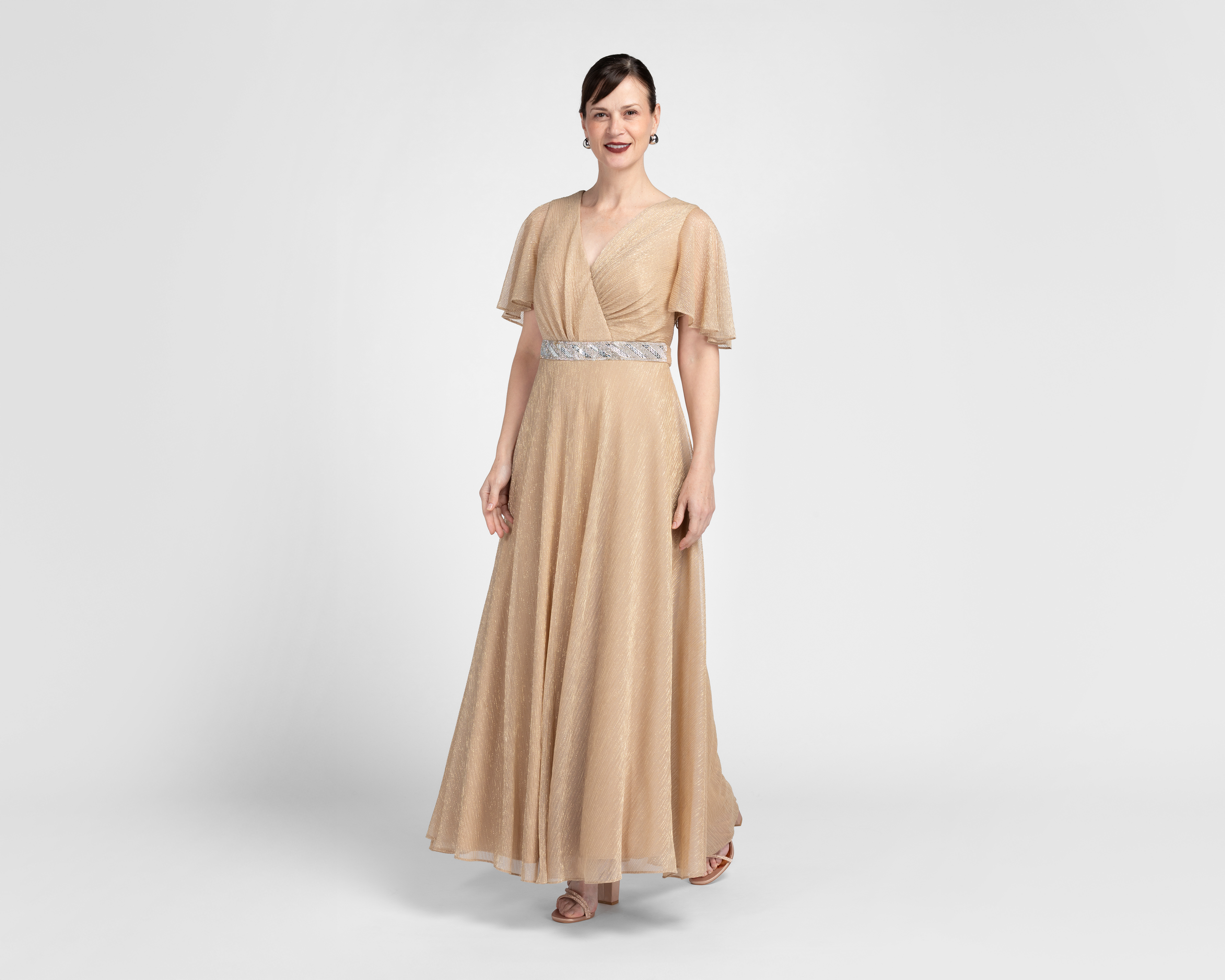 Vestido de Fiesta Antonina Manga Corta con Pedrería para Mujer