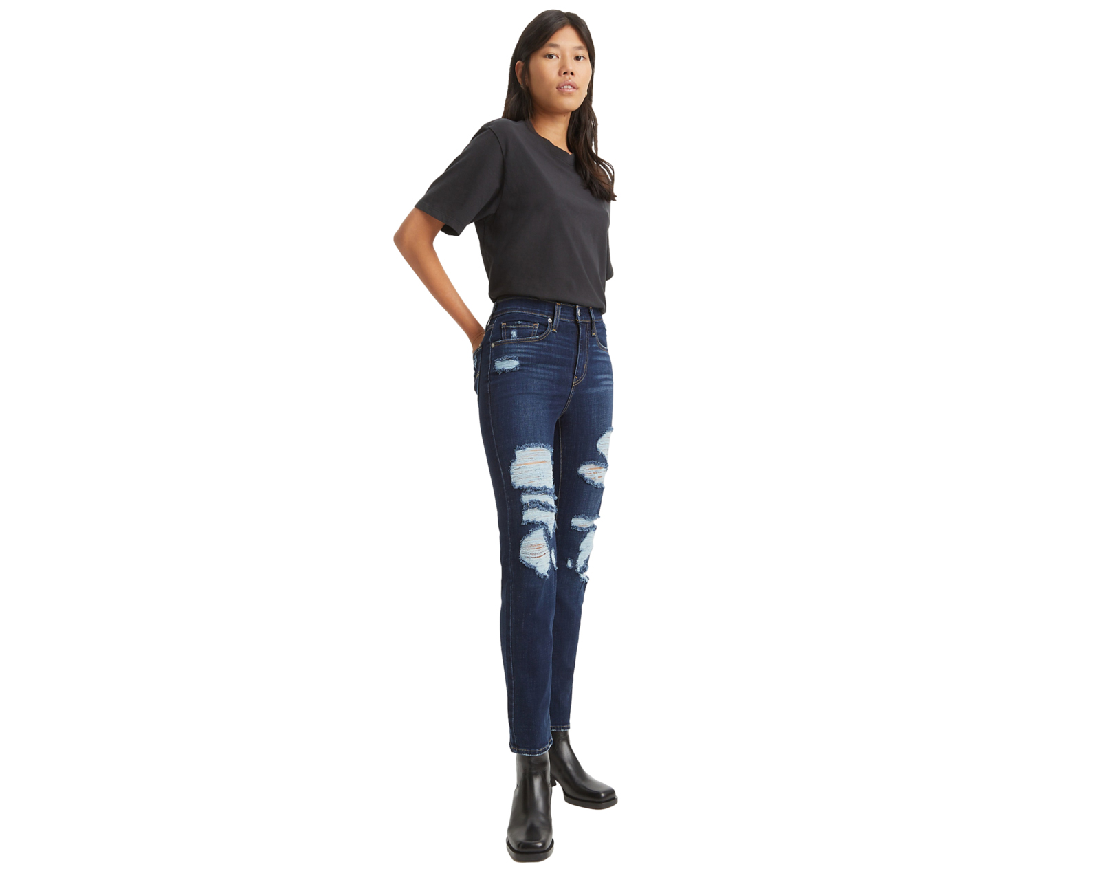 Foto 5 pulgar | Foto 4 | Jeans Levi's 724 Straight High-Rise Infinite Damage para Mujer