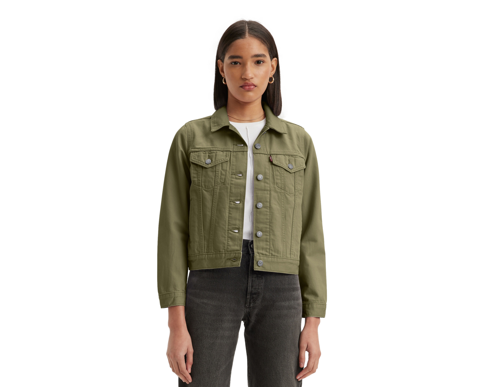 Foto 2 pulgar | Foto 1 | Chamarra de Algodón Verde Levi's para Mujer