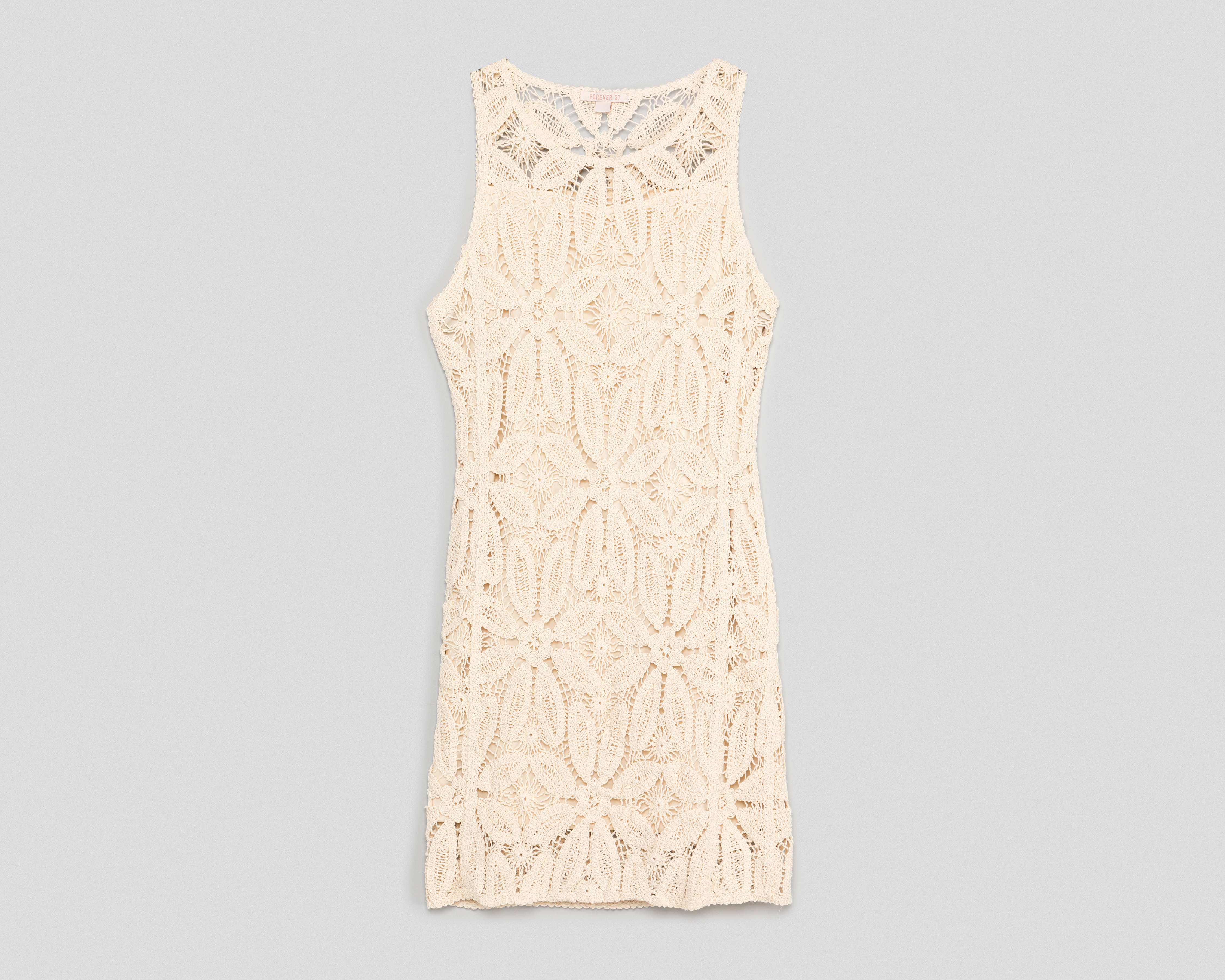 Foto 1 | Foto 1 | Vestido de Playa Forever 21 Beige con Crochet sin Mangas para Mujer