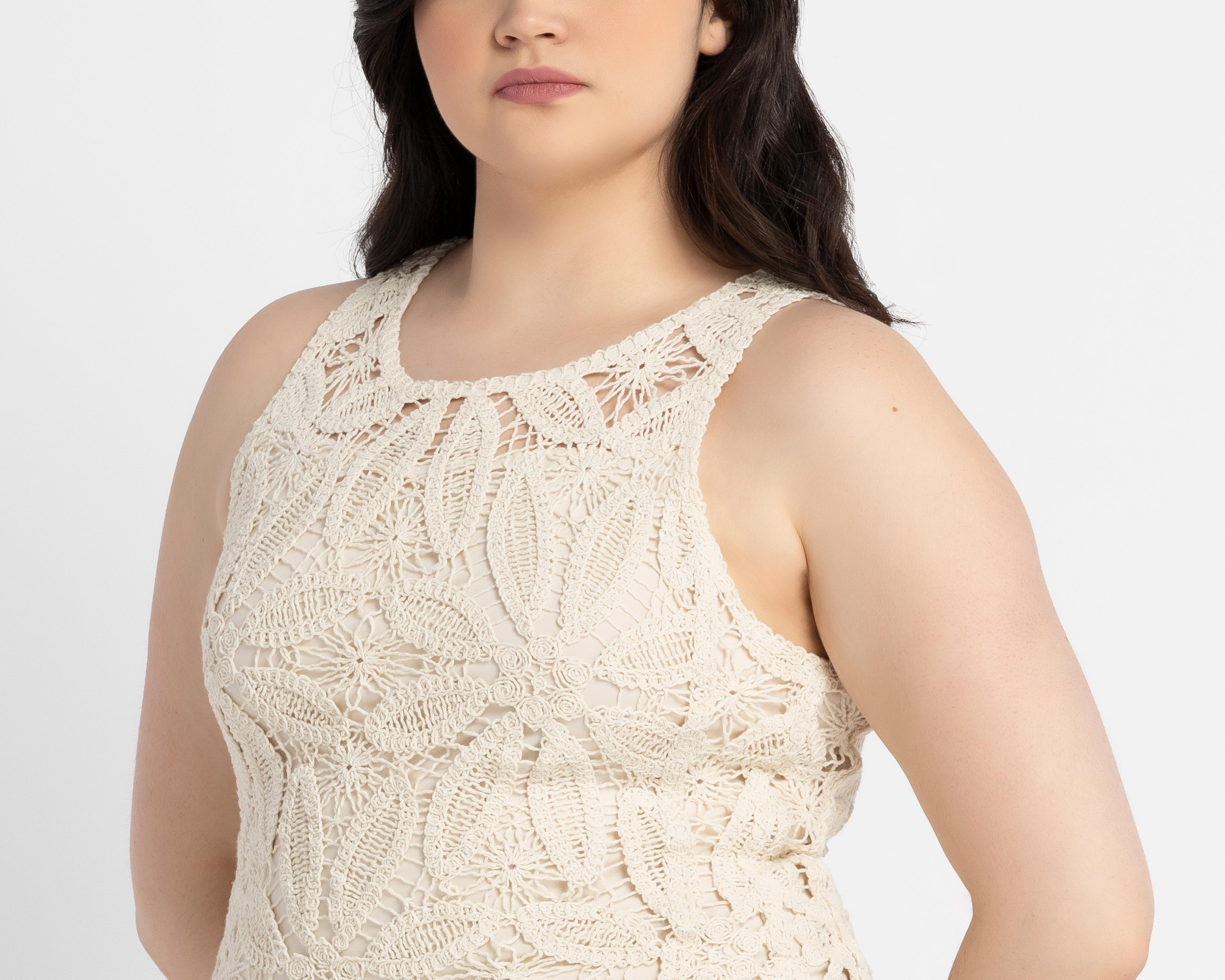 Foto 4 | Foto 4 | Vestido de Playa Forever 21 Beige con Crochet sin Mangas para Mujer