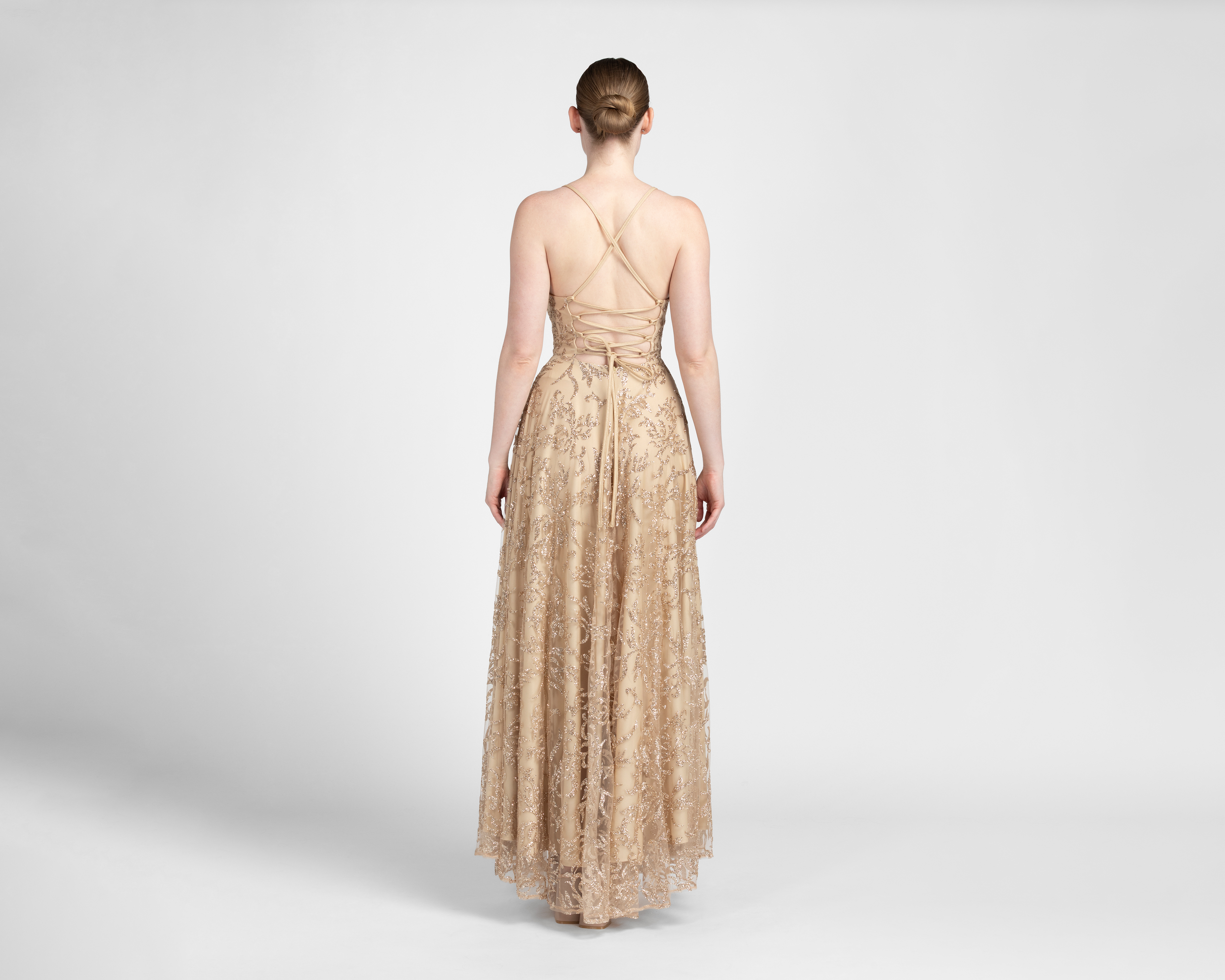 Foto 4 pulgar | Foto 3 | Vestido de Noche Sienteme Dorado con Brillo Largo para Mujer