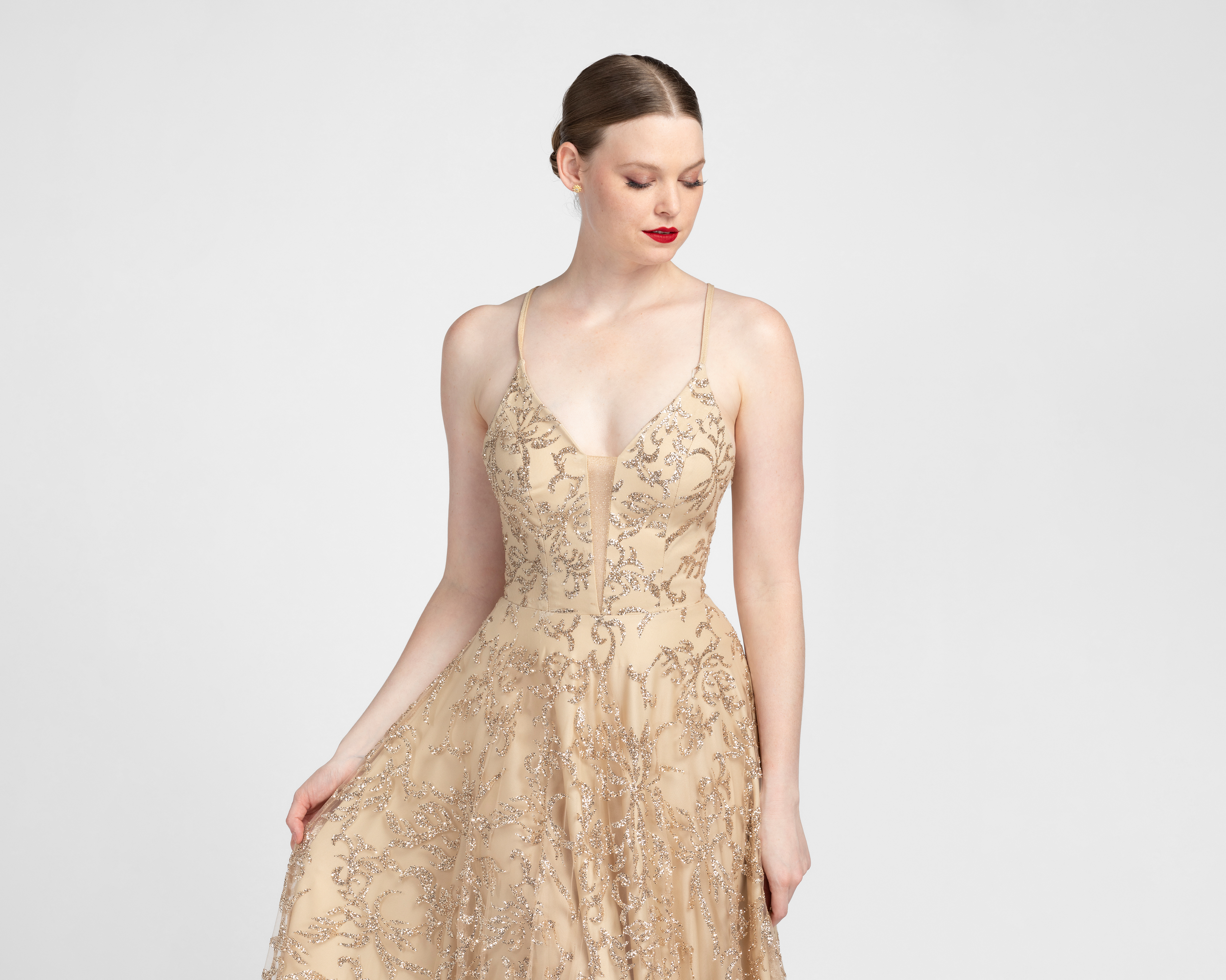 Foto 5 pulgar | Foto 4 | Vestido de Noche Sienteme Dorado con Brillo Largo para Mujer