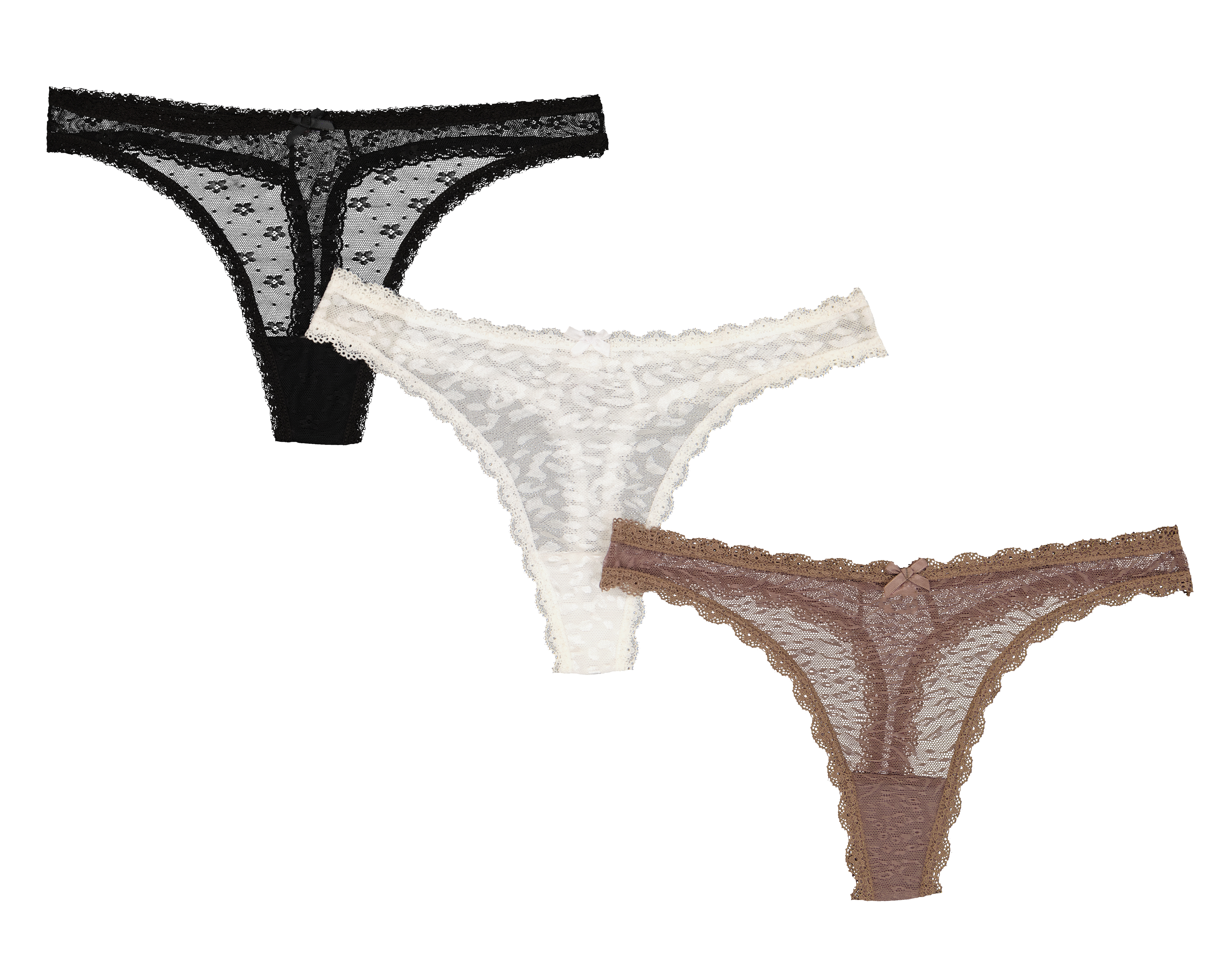 Tanga de Encaje Frescura para Mujer 3 Piezas