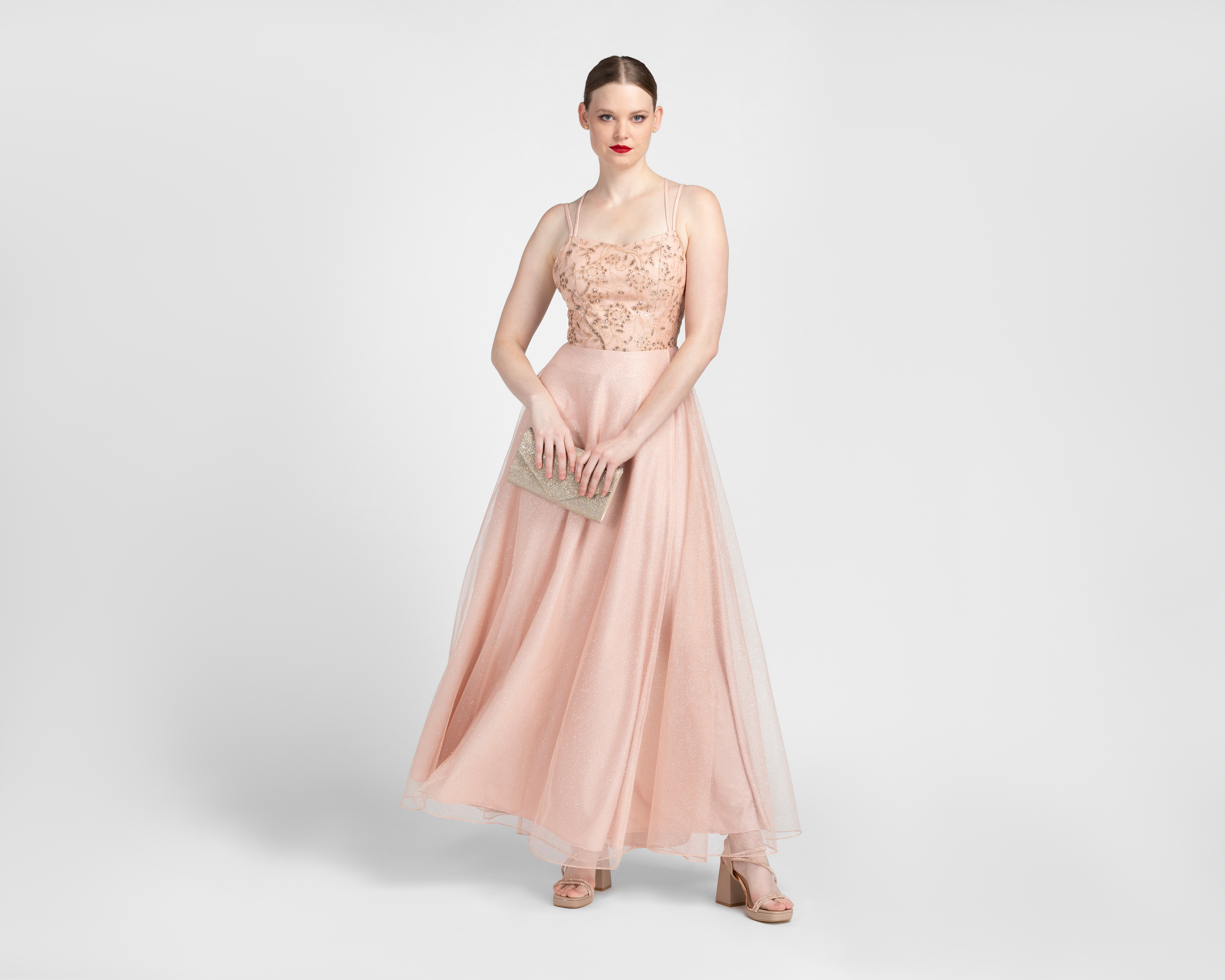 Foto 3 pulgar | Foto 2 | Vestido de Noche Sienteme de Tirantes con Brillos Largo para Mujer