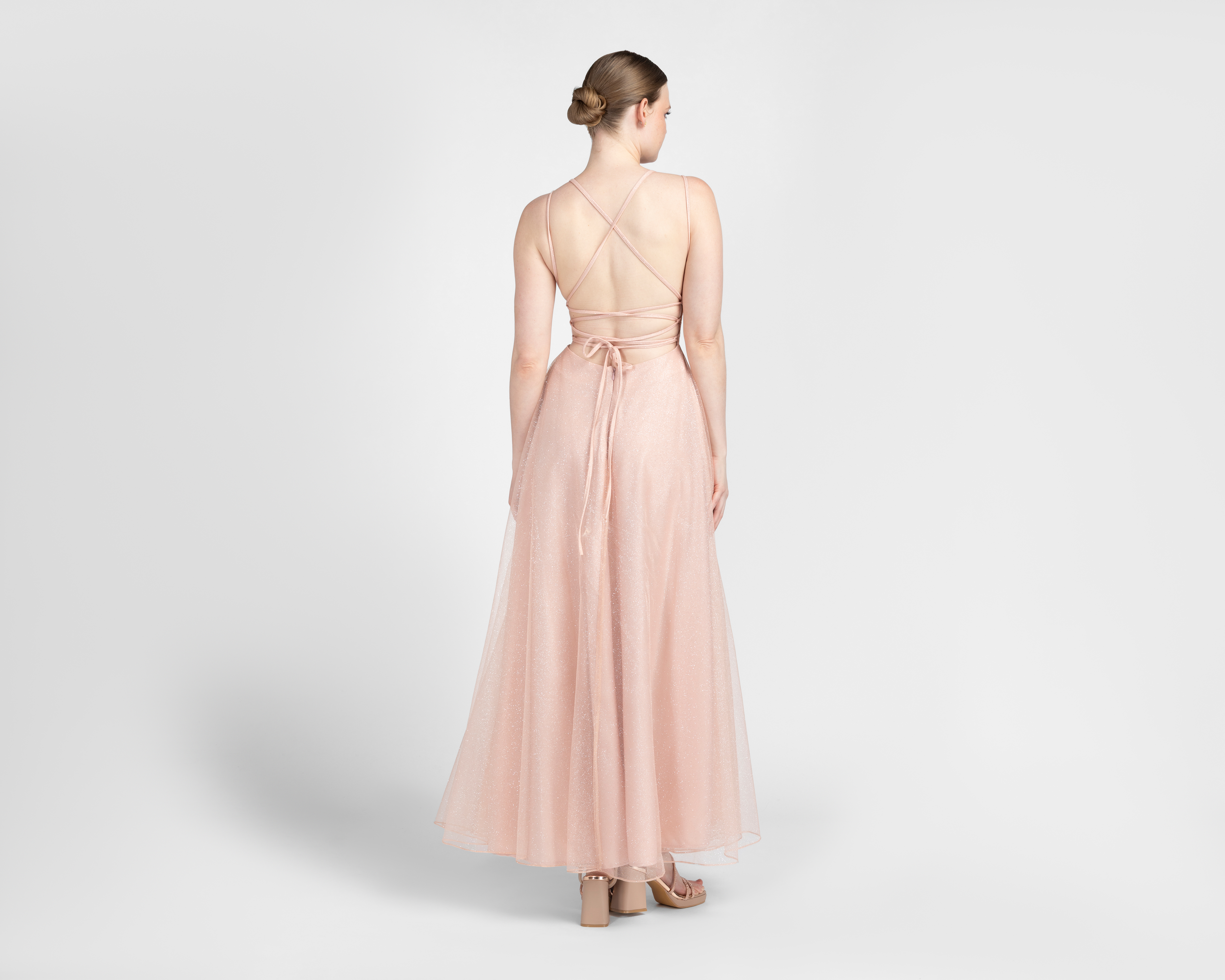 Foto 4 pulgar | Foto 3 | Vestido de Noche Sienteme de Tirantes con Brillos Largo para Mujer