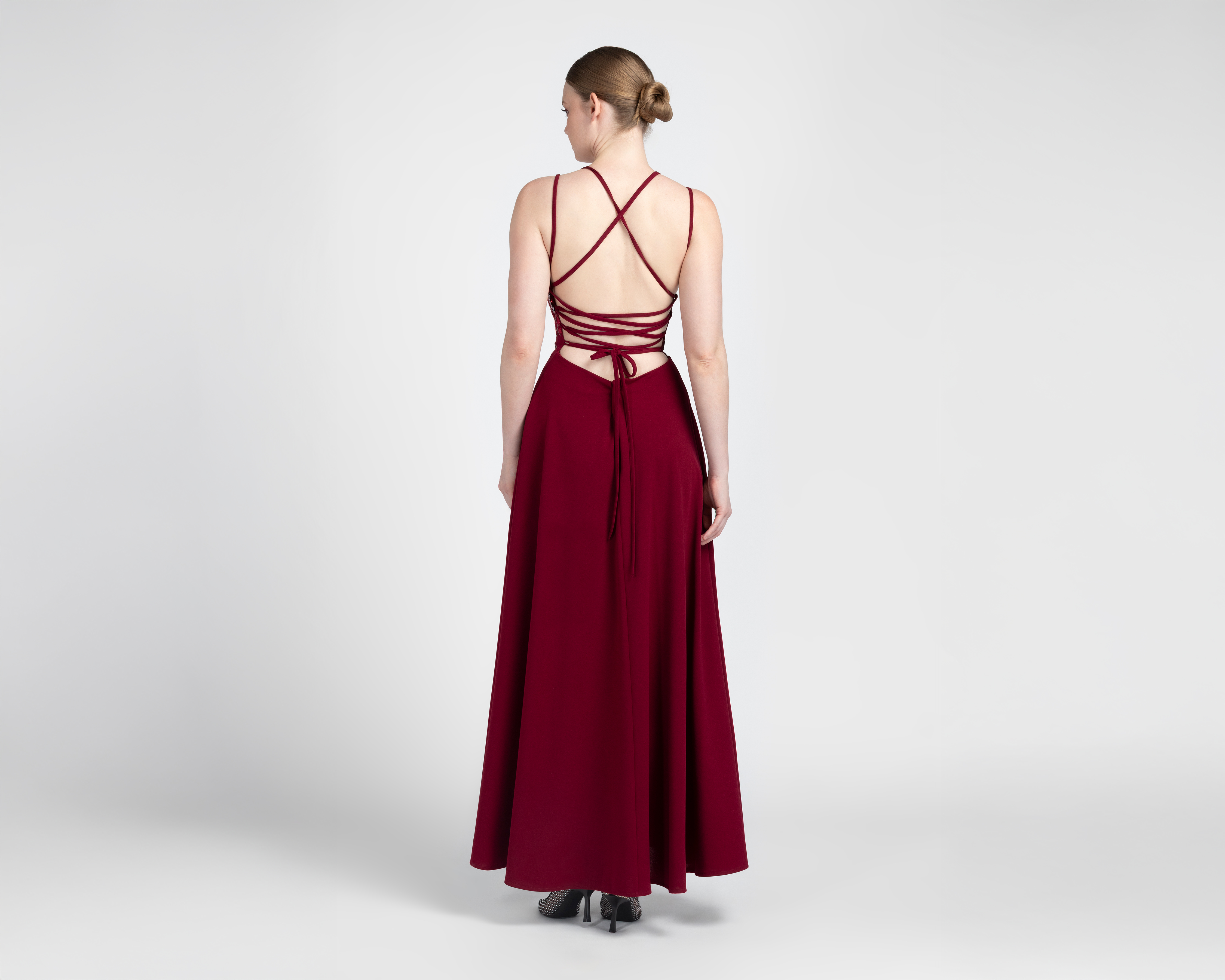 Foto 4 pulgar | Foto 3 | Vestido de Noche Sienteme Tinto con Lentejuelas Largo para Mujer