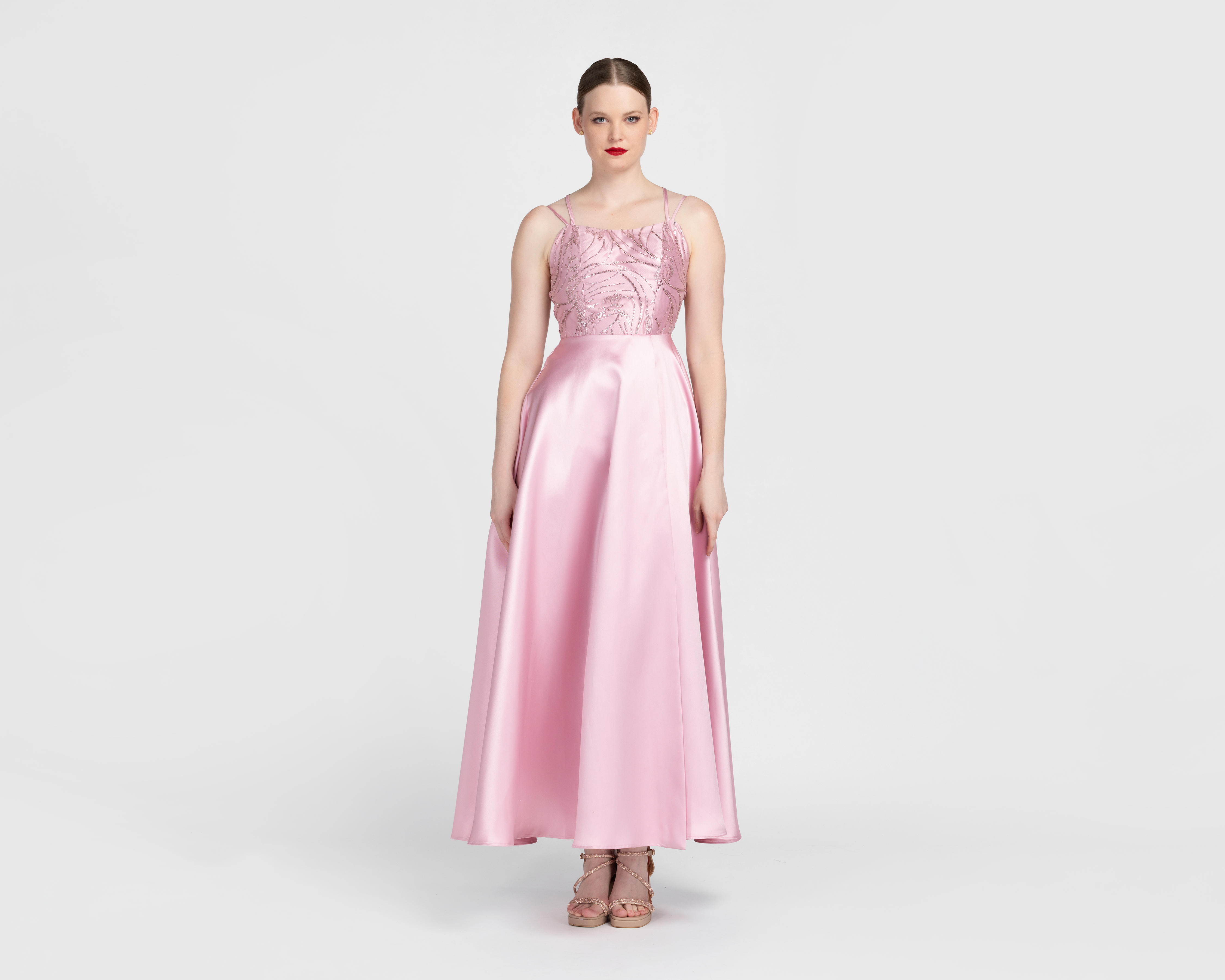 Vestido de Noche Sienteme Rosa con Lentejuelas Largo para Mujer