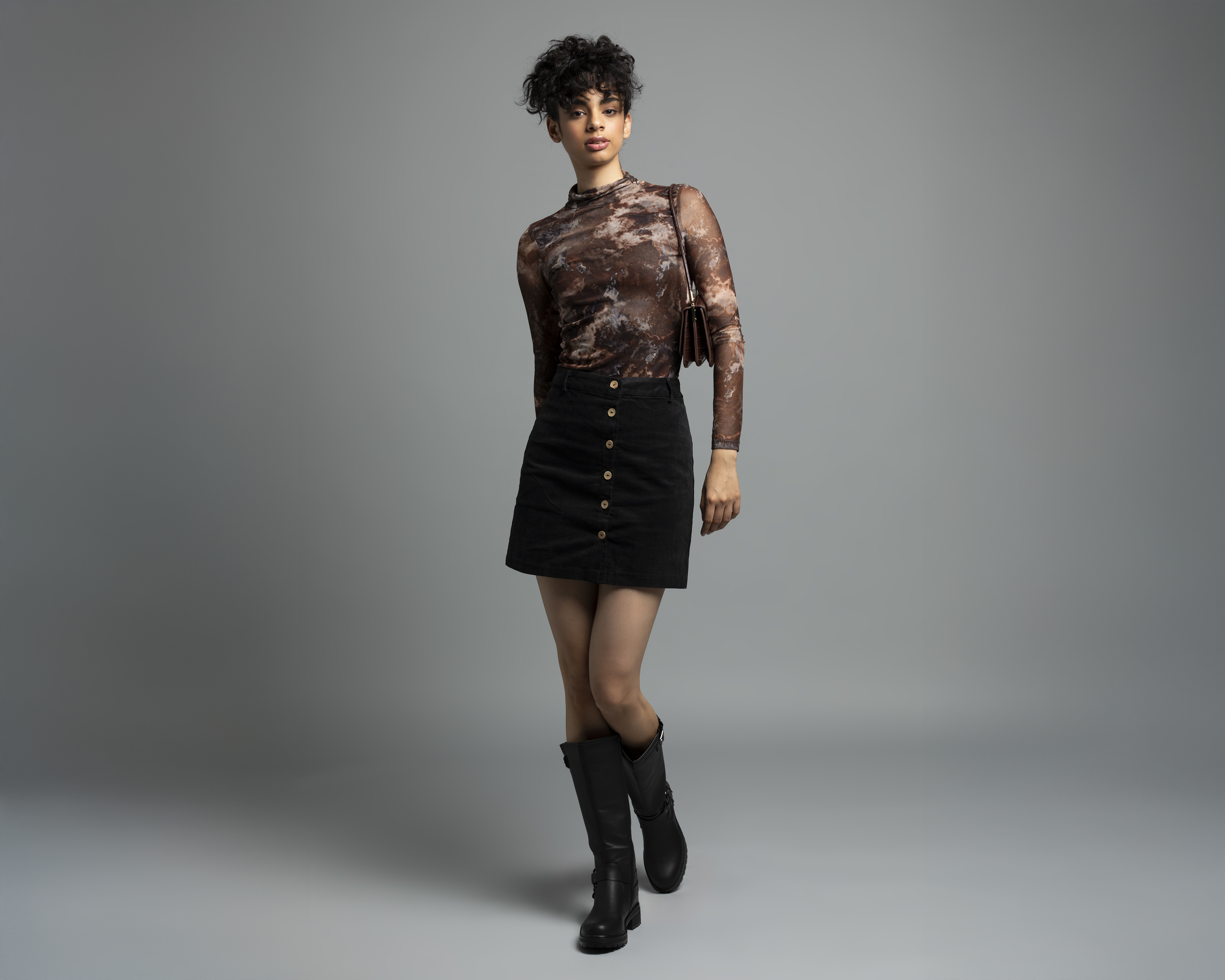 Falda Corta Strona con Botones para Mujer