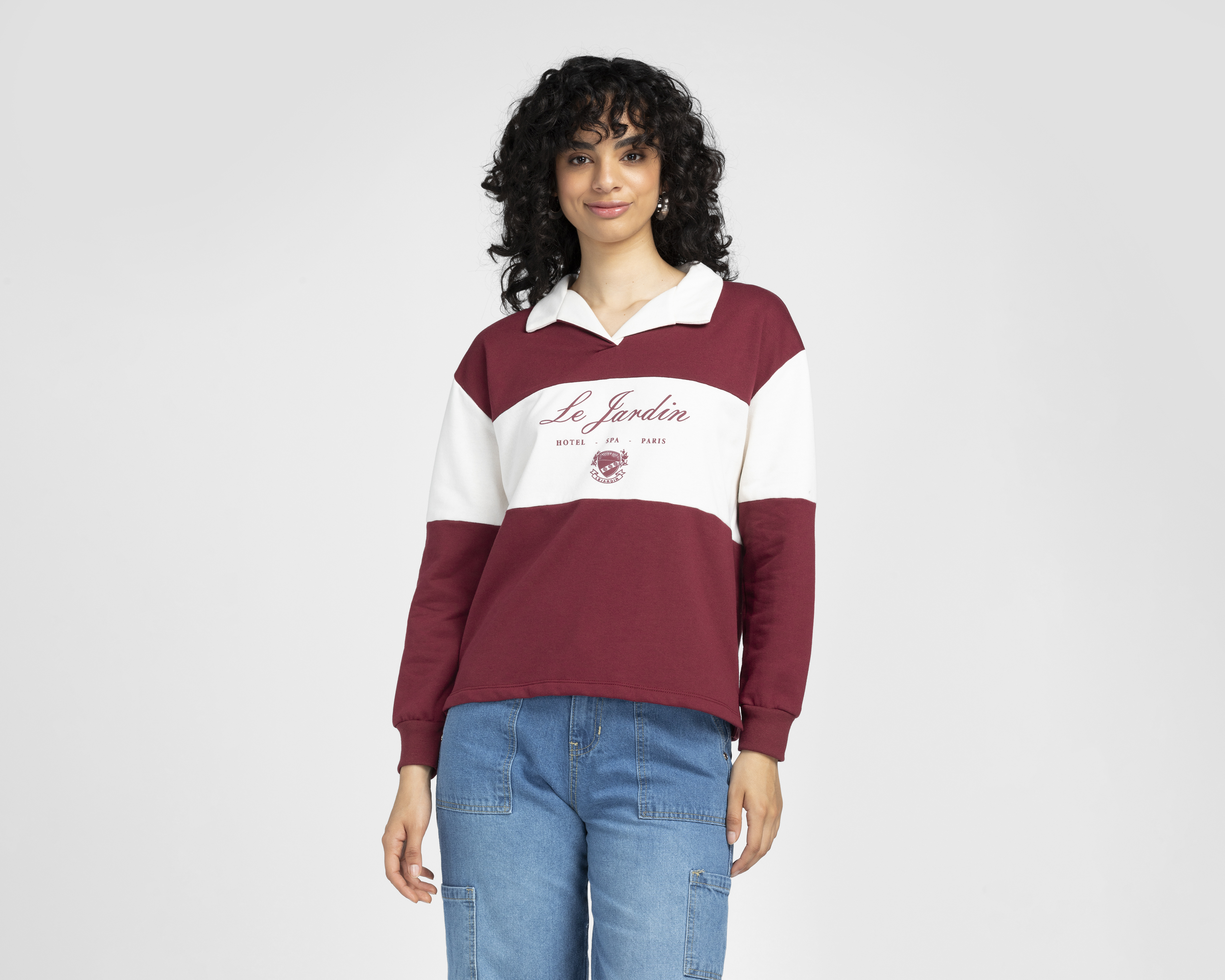 Sudadera con Cuello Polo Refill para Mujer