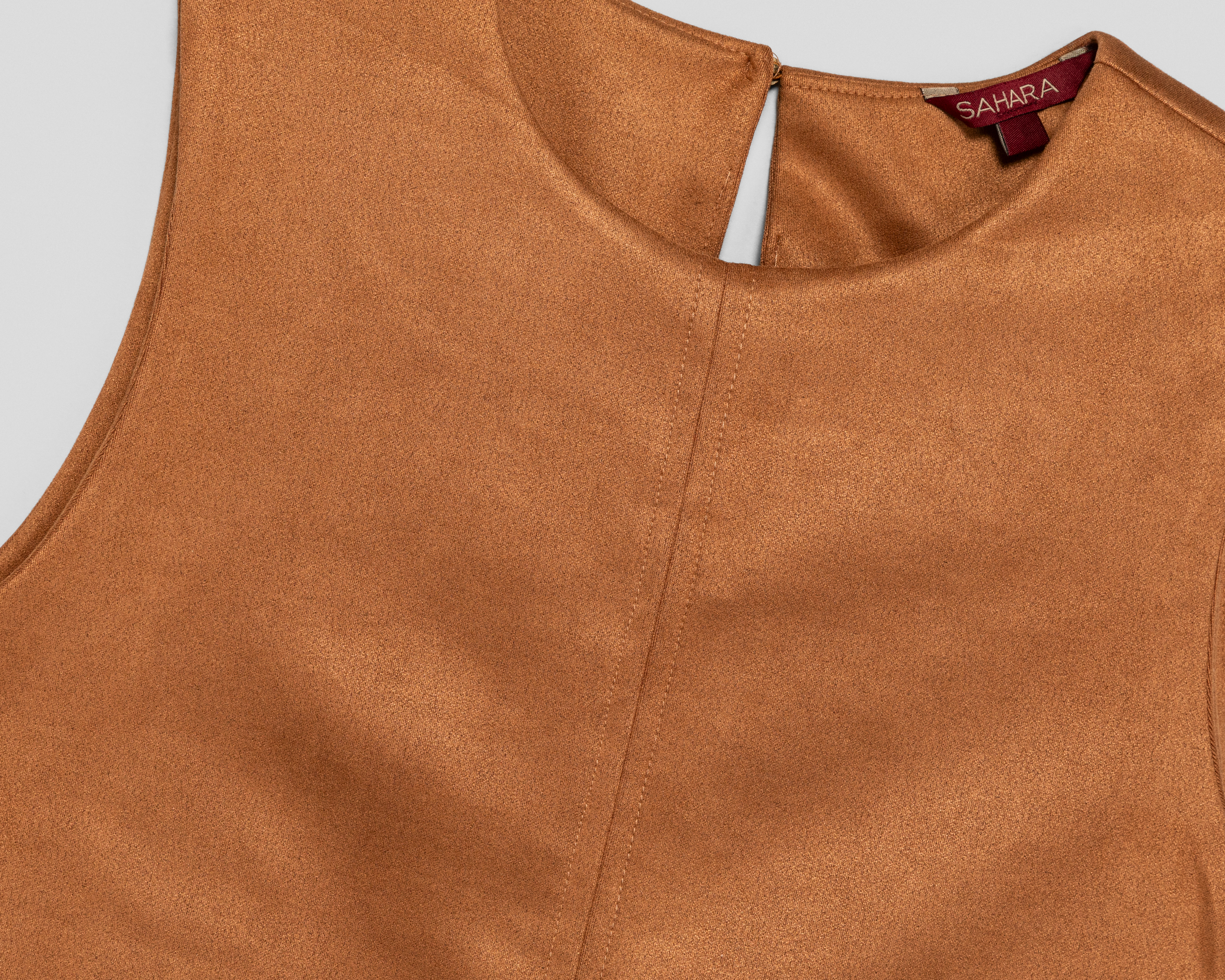 Foto 4 pulgar | Foto 3 | Vestido Casual Sahara sin Mangas Corto Café para Mujer